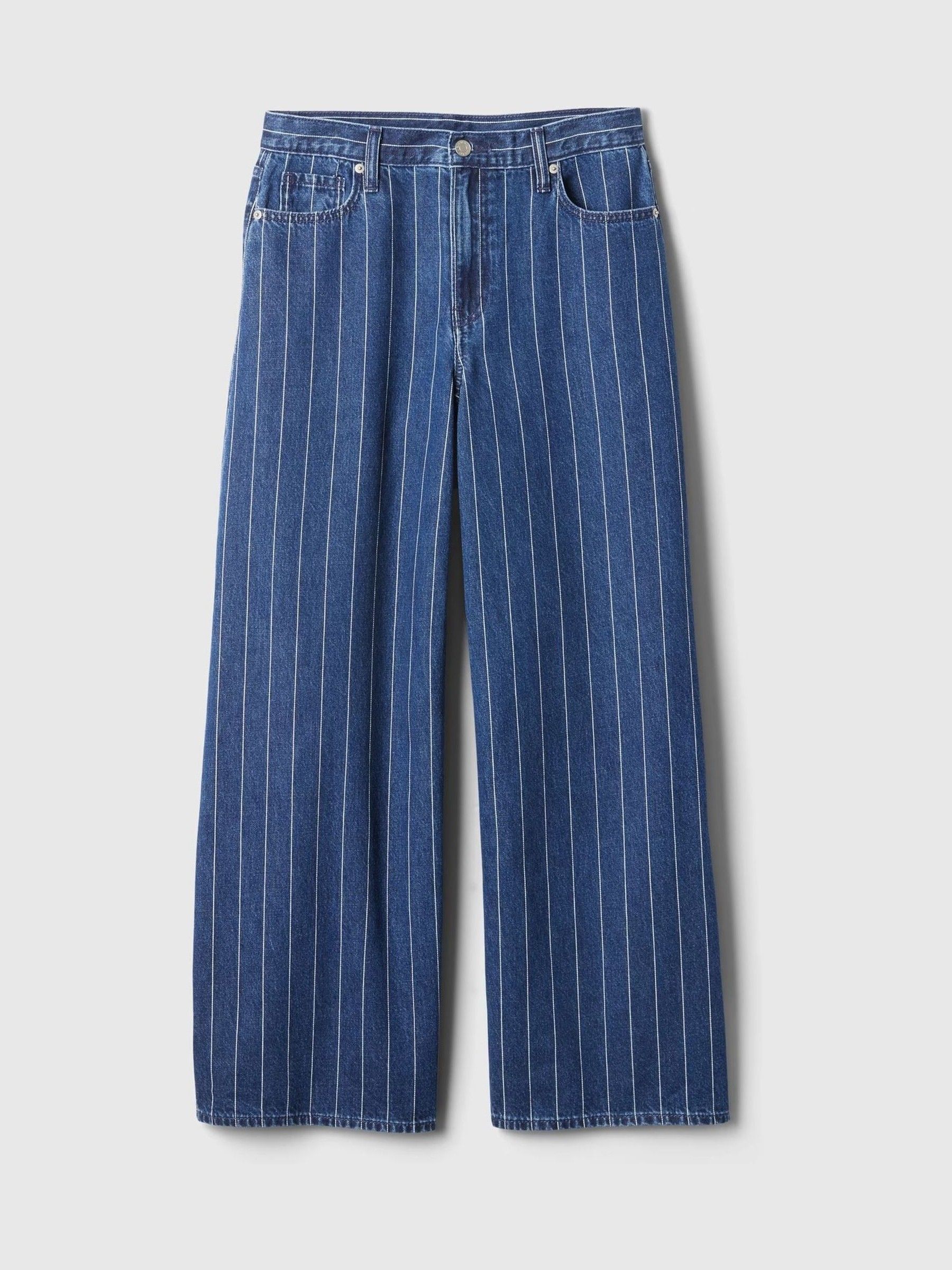 Buy Blue Mid Rise Pinstripe Baggy Jeans from the Gap online shop