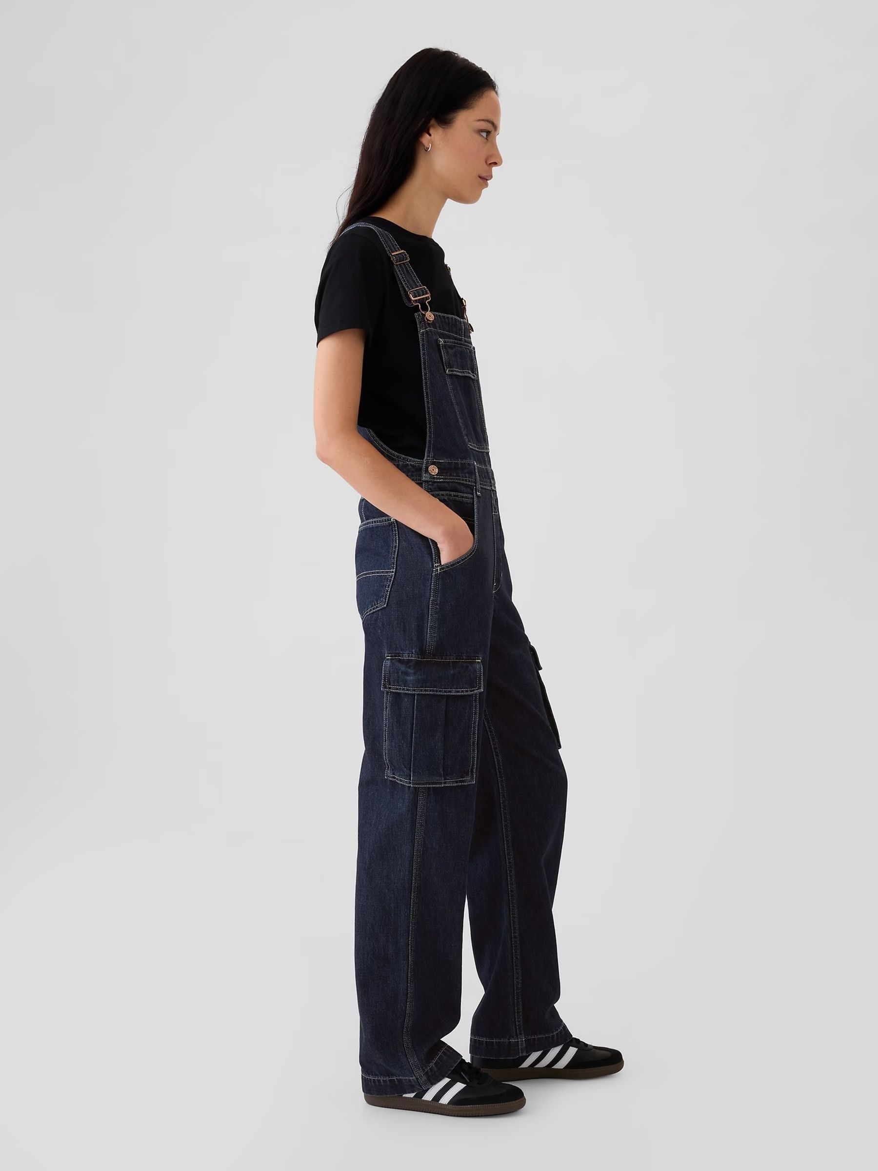 Buy Blue Relaxed Denim Cargo Dungaree from the Gap online shop