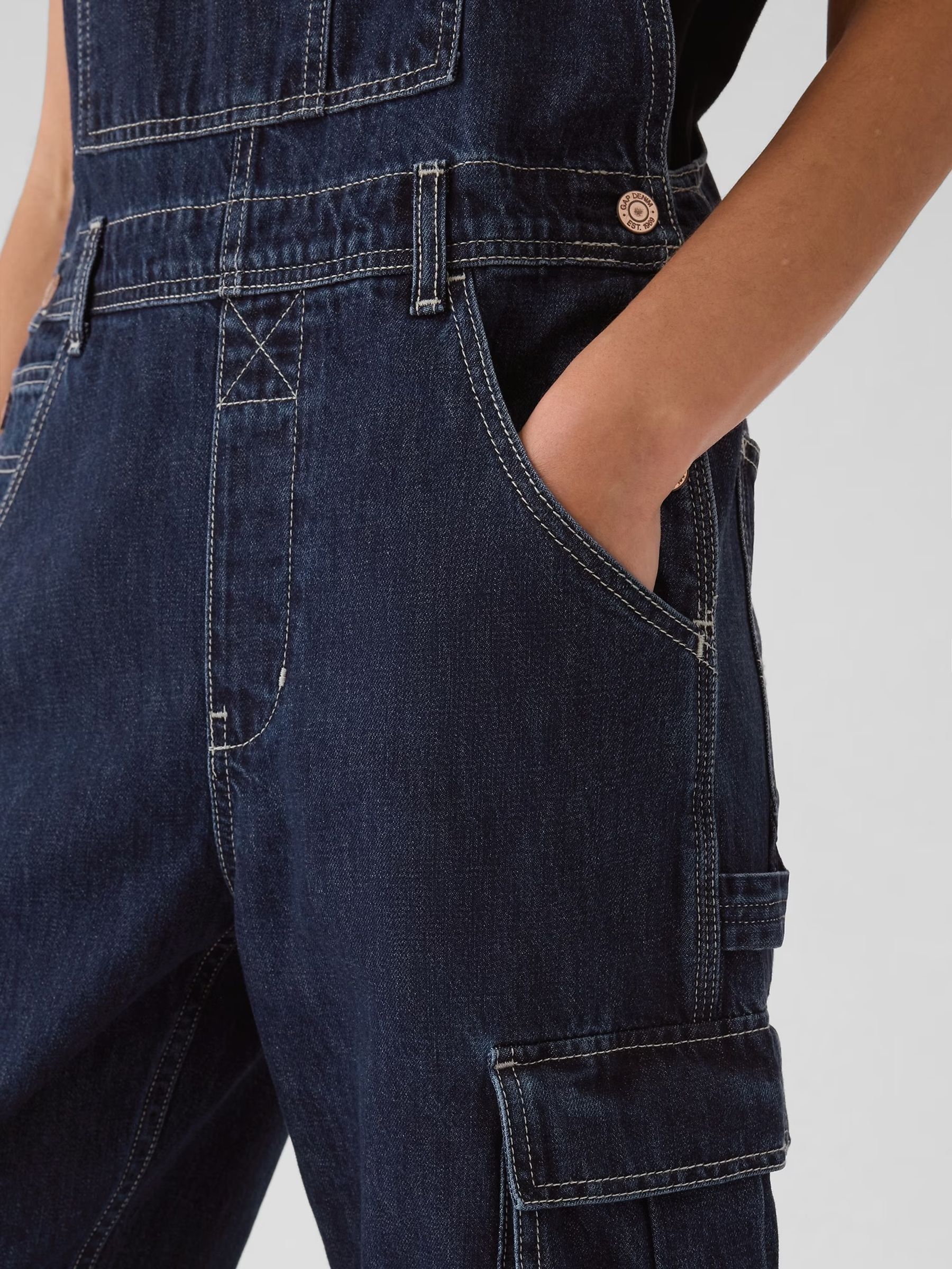 Relaxed denim overalls gap store