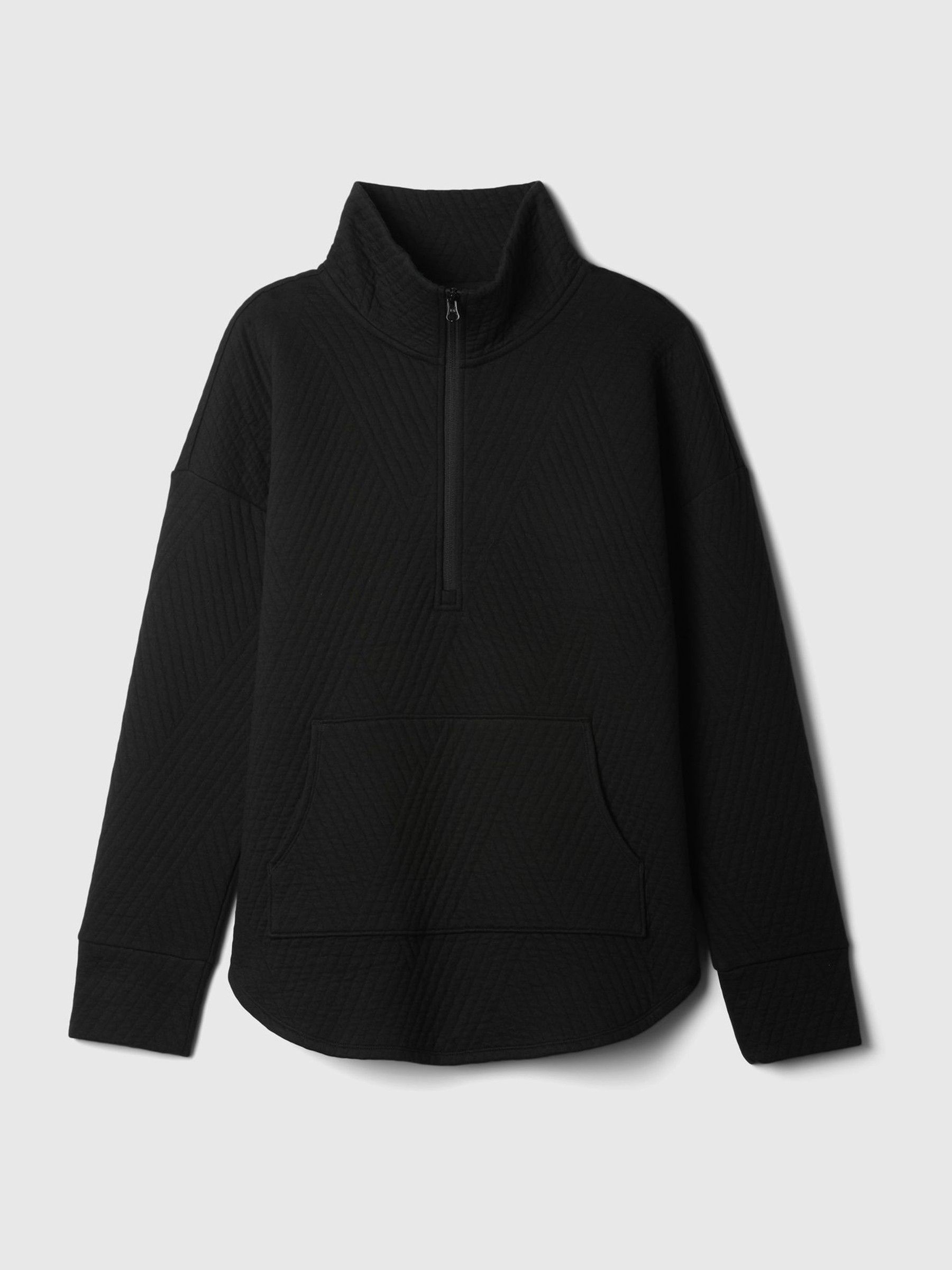 Buy Black Quilted Jacquard Half Zip Sweatshirt from the Gap online shop