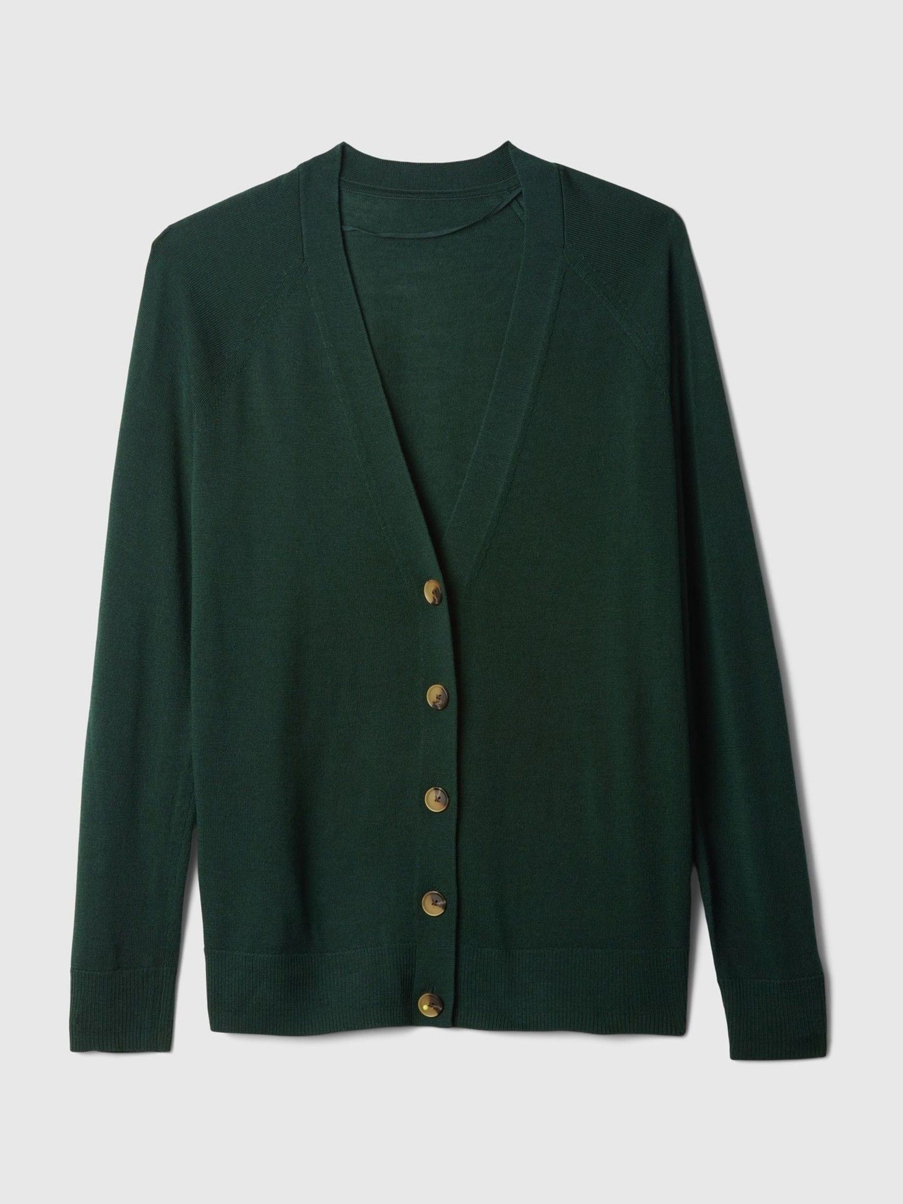 Green Merino Wool Cardigan