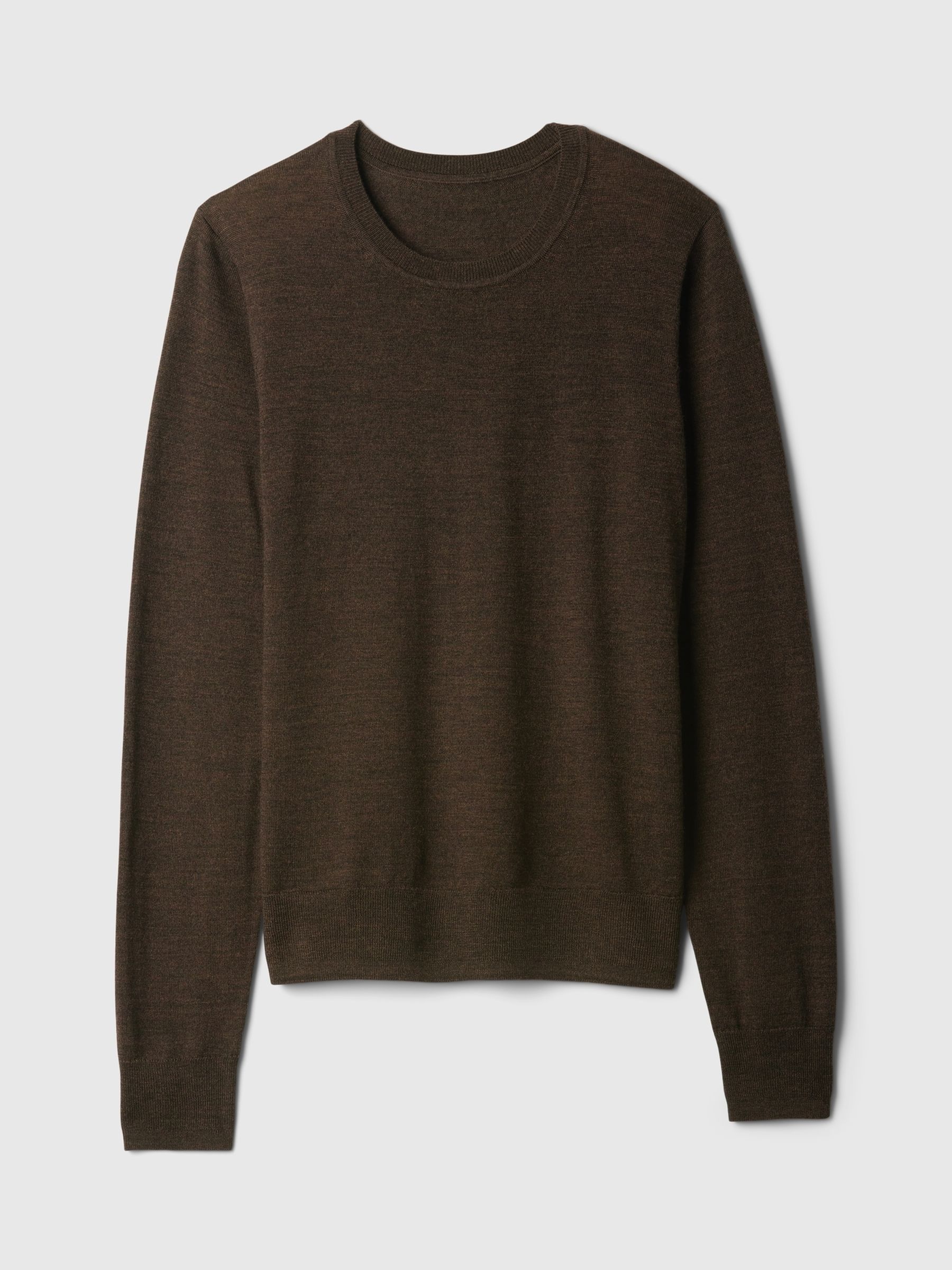 Brown Merino Wool Crew Neck Jumper