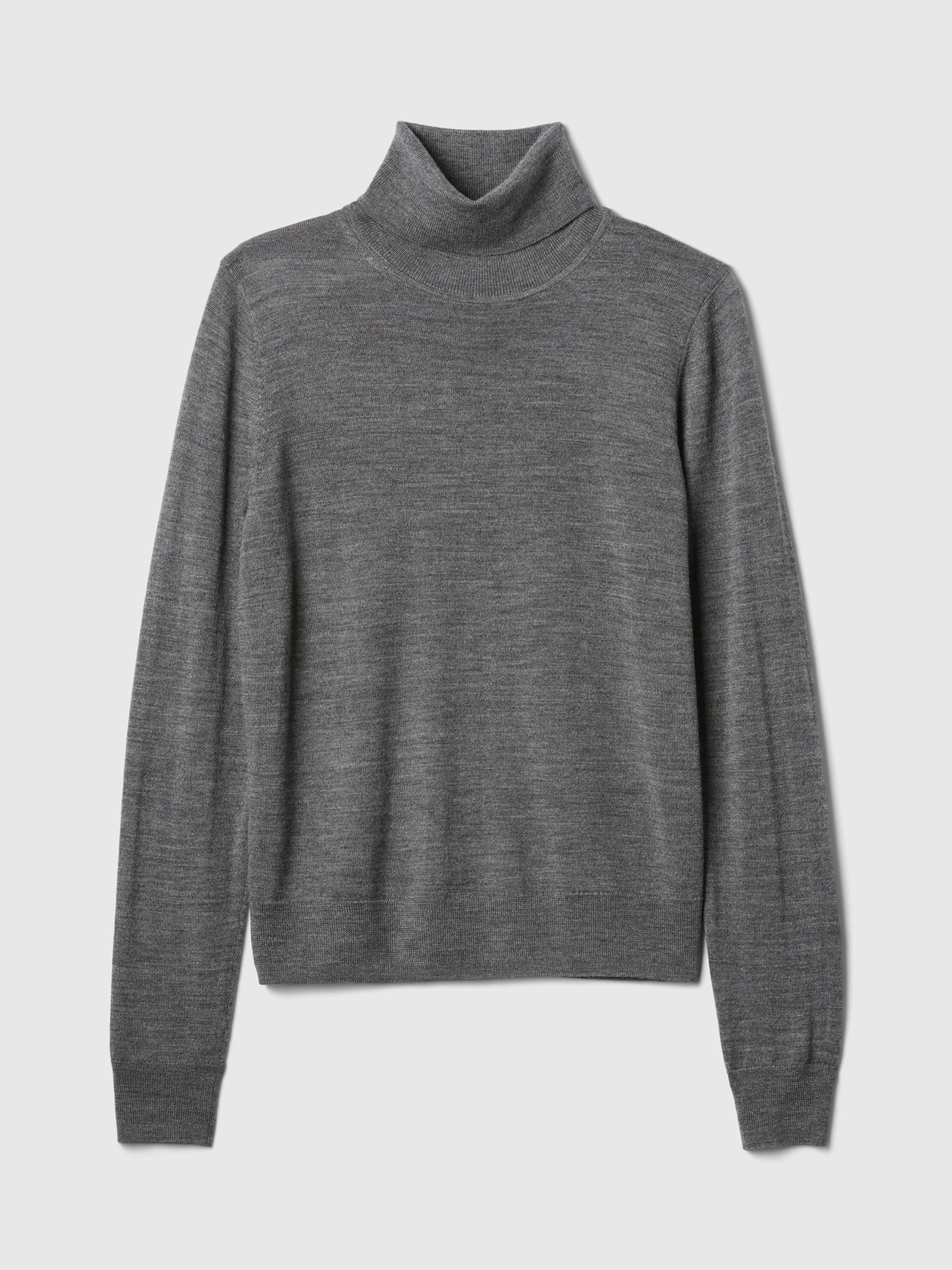 Women's gray turtleneck sweater outlet
