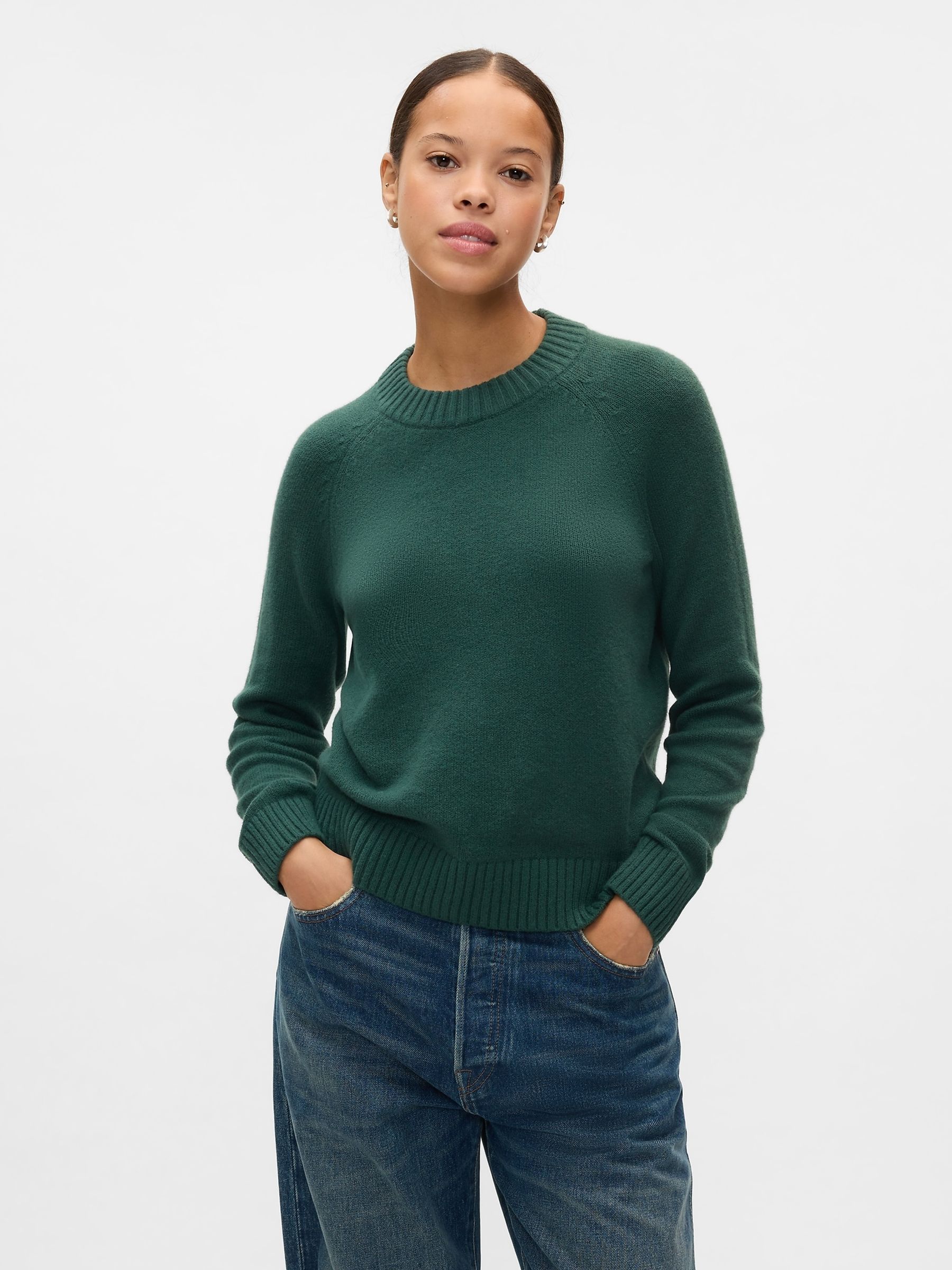 Green crew neck jumper deals