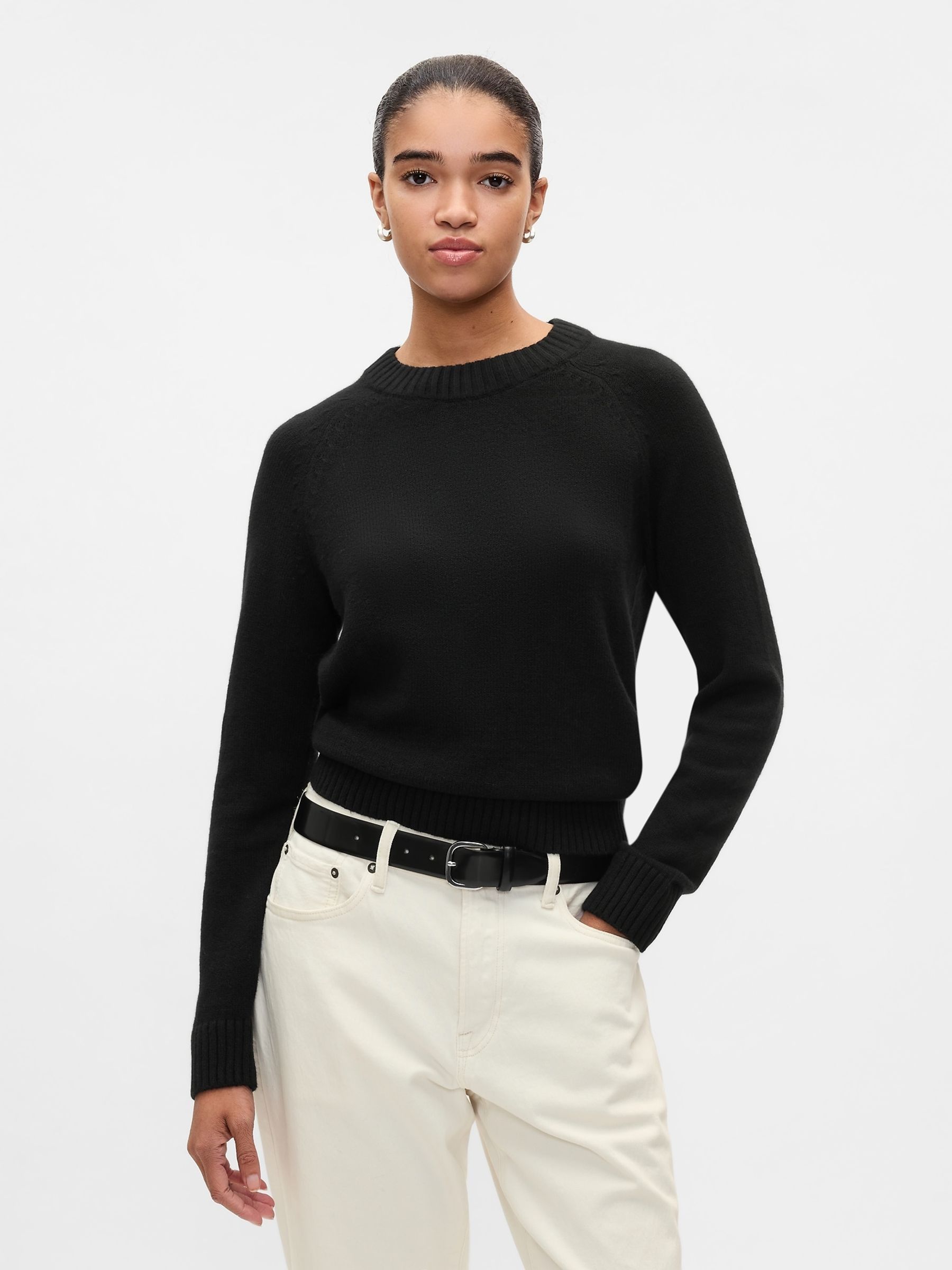 Buy Black CashSoft Textured Crew Neck Jumper from the Gap online shop