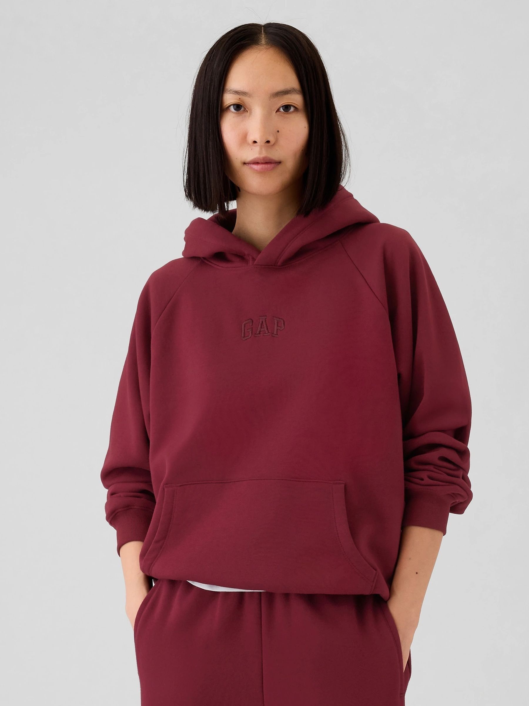 Burgundy Red Vintage Logo Soft Overhead Hoodie