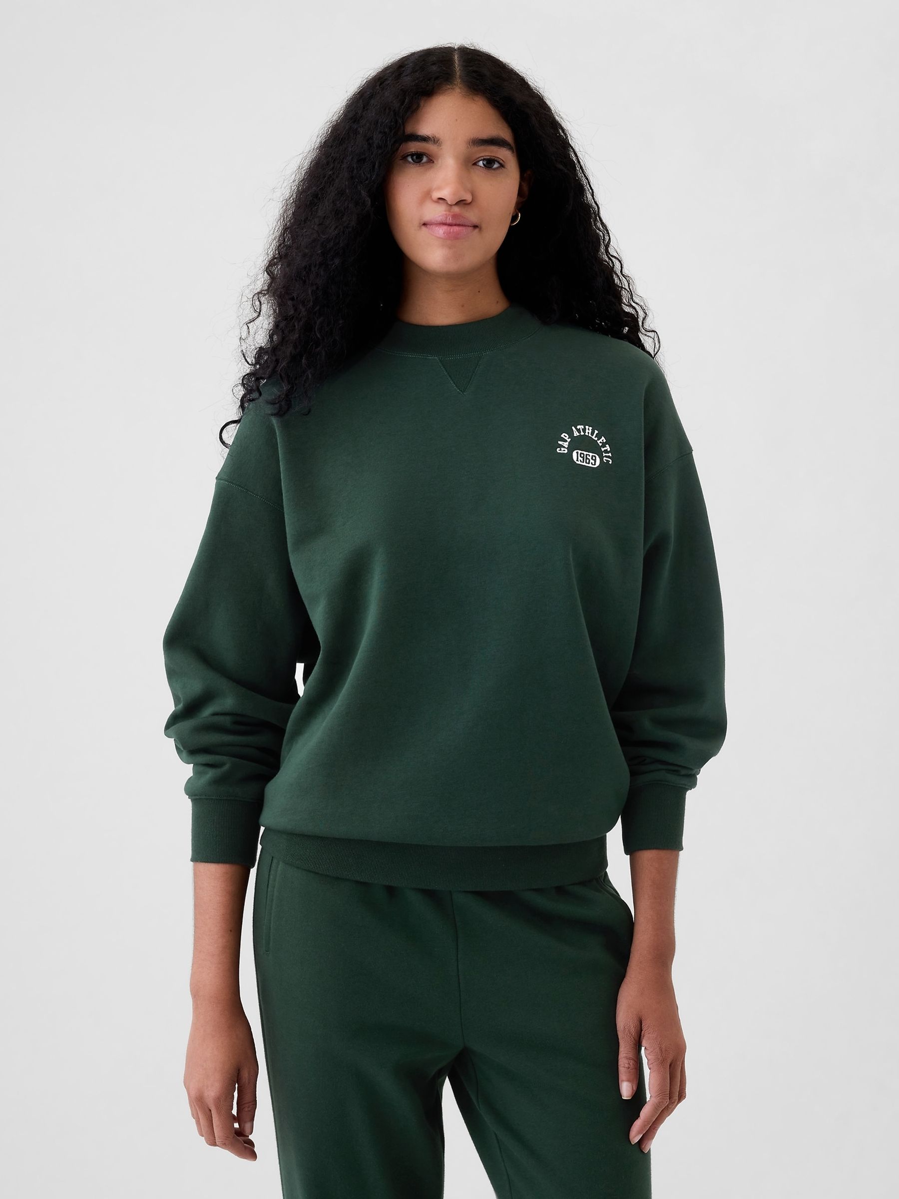 Buy Green Athletic Logo Mock Neck Sweatshirt from the Gap online shop