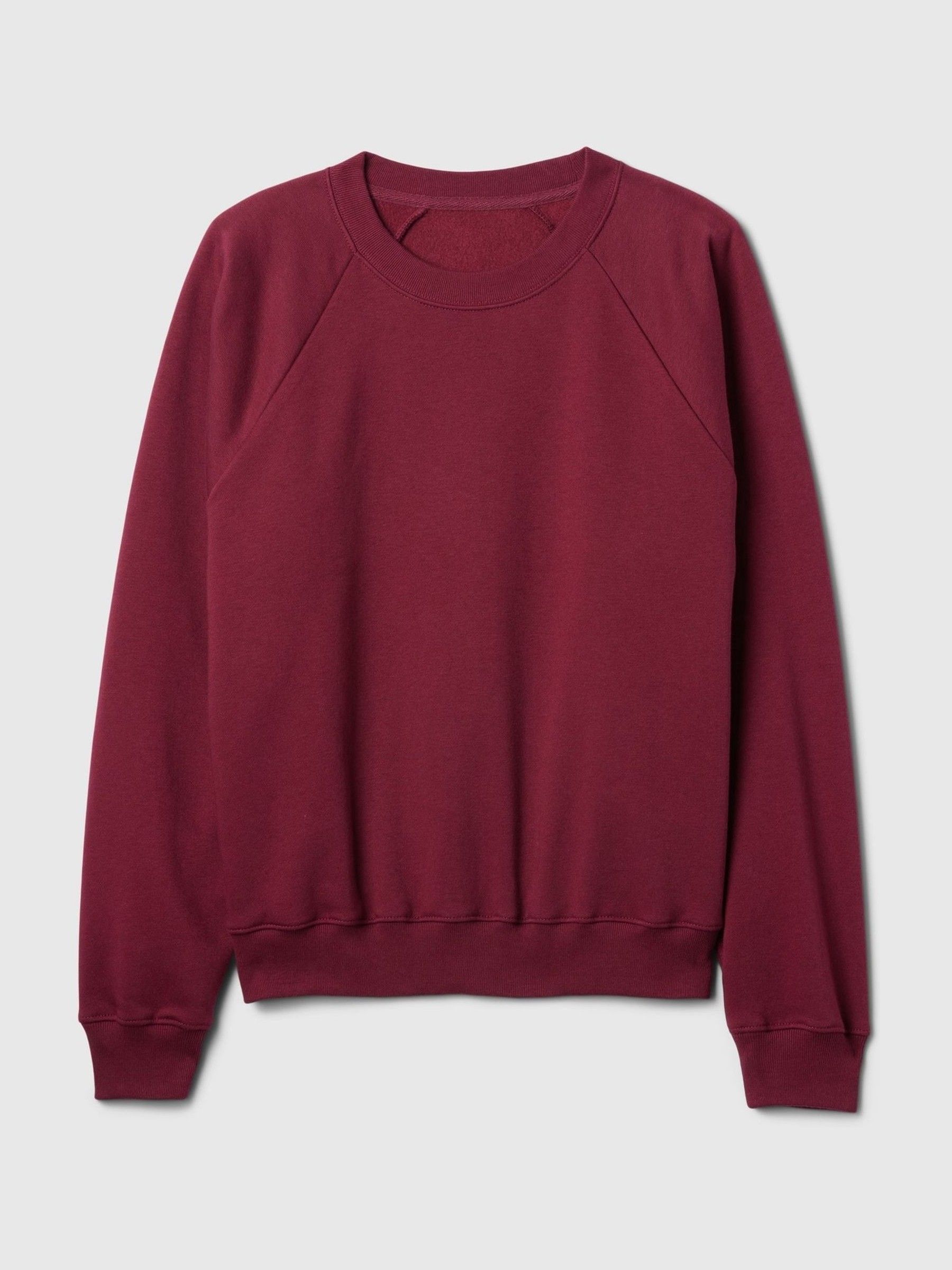 Burgundy Red Vintage Soft Raglan Crew Neck Sweatshirt