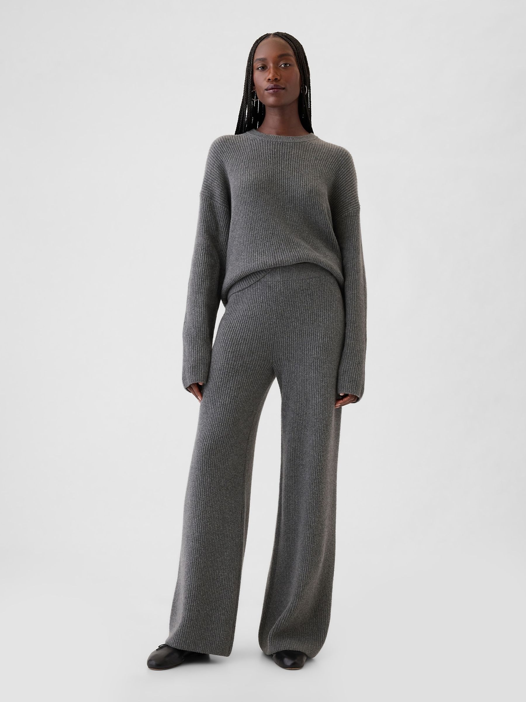 Buy Grey CashSoft Shaker Stitch Knit Trousers from the Gap online shop