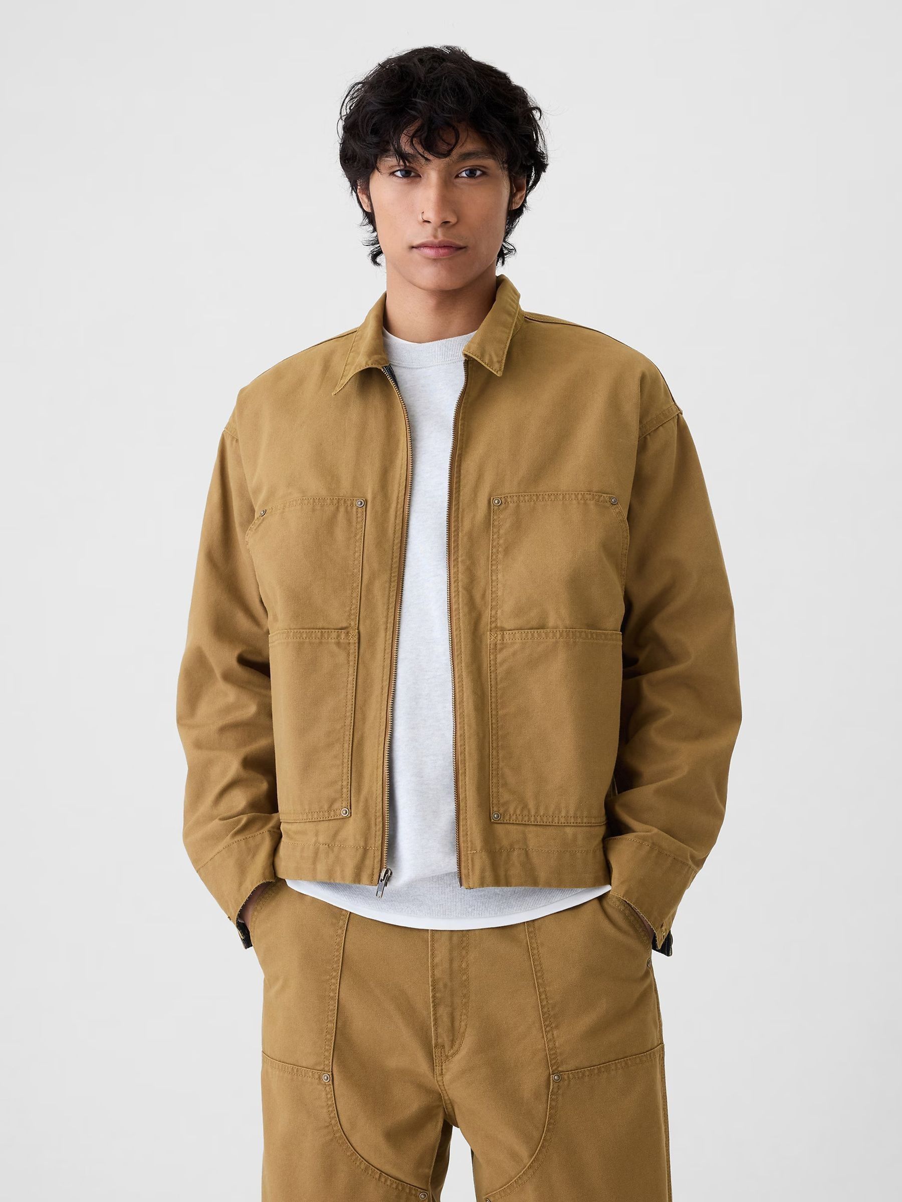 Buy Camel Canvas Denim Carpenter Jacket from the Gap online shop