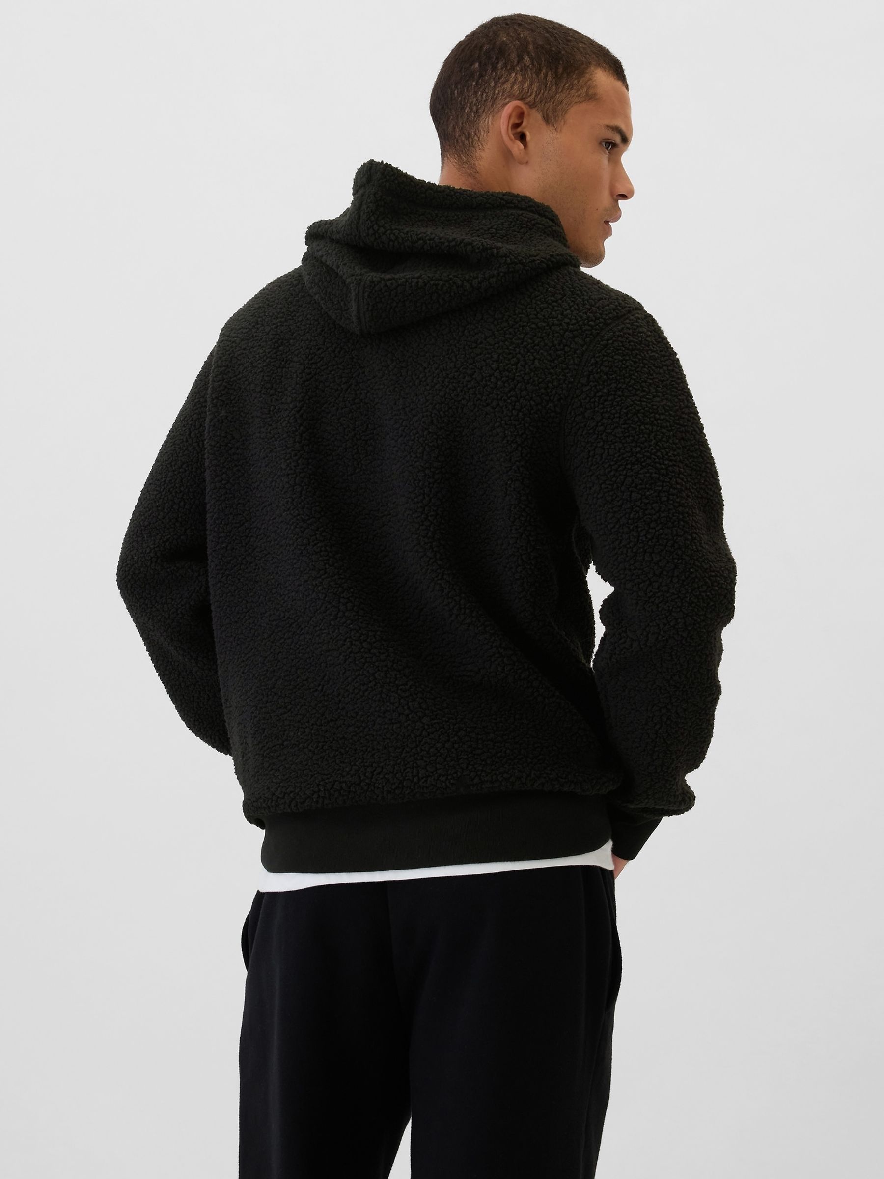 Black Logo Sherpa Hoodie