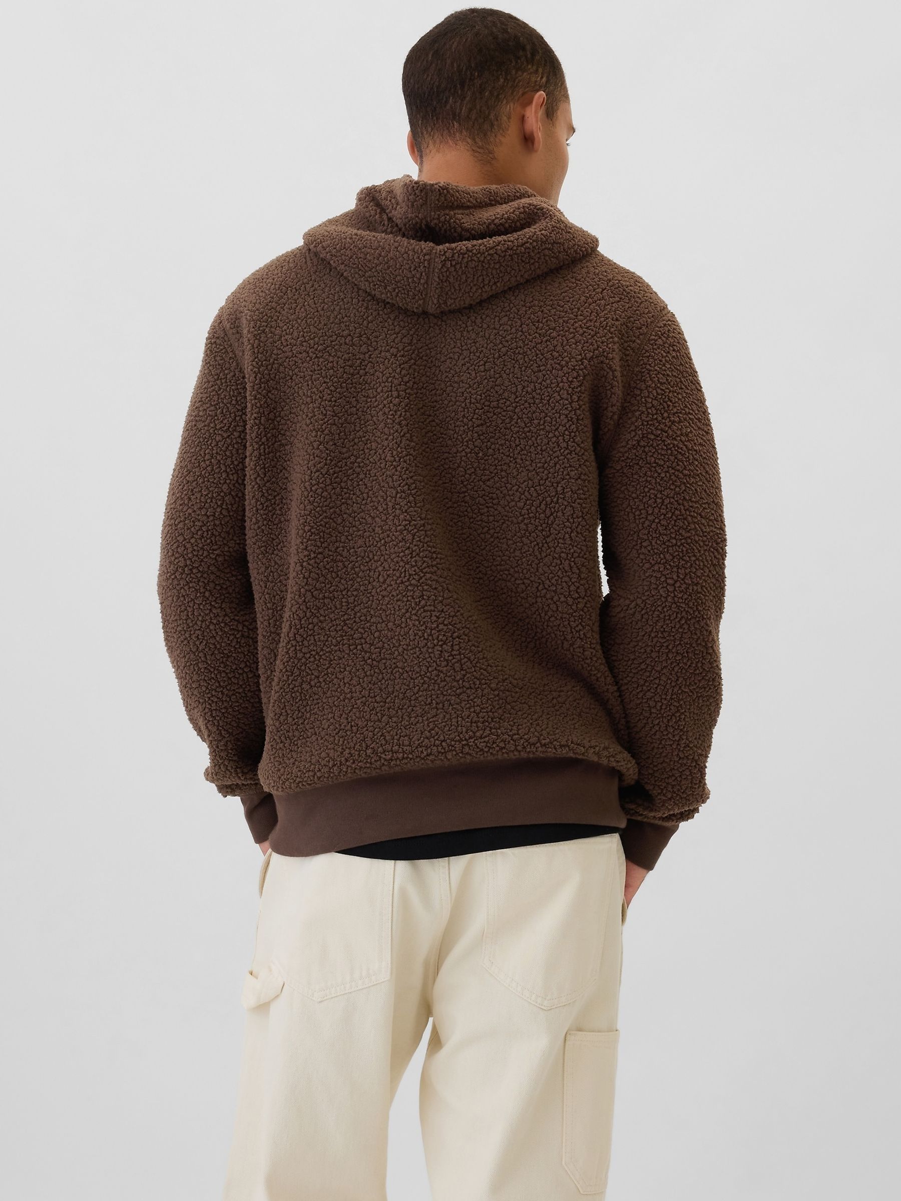 Brown Logo Sherpa Hoodie