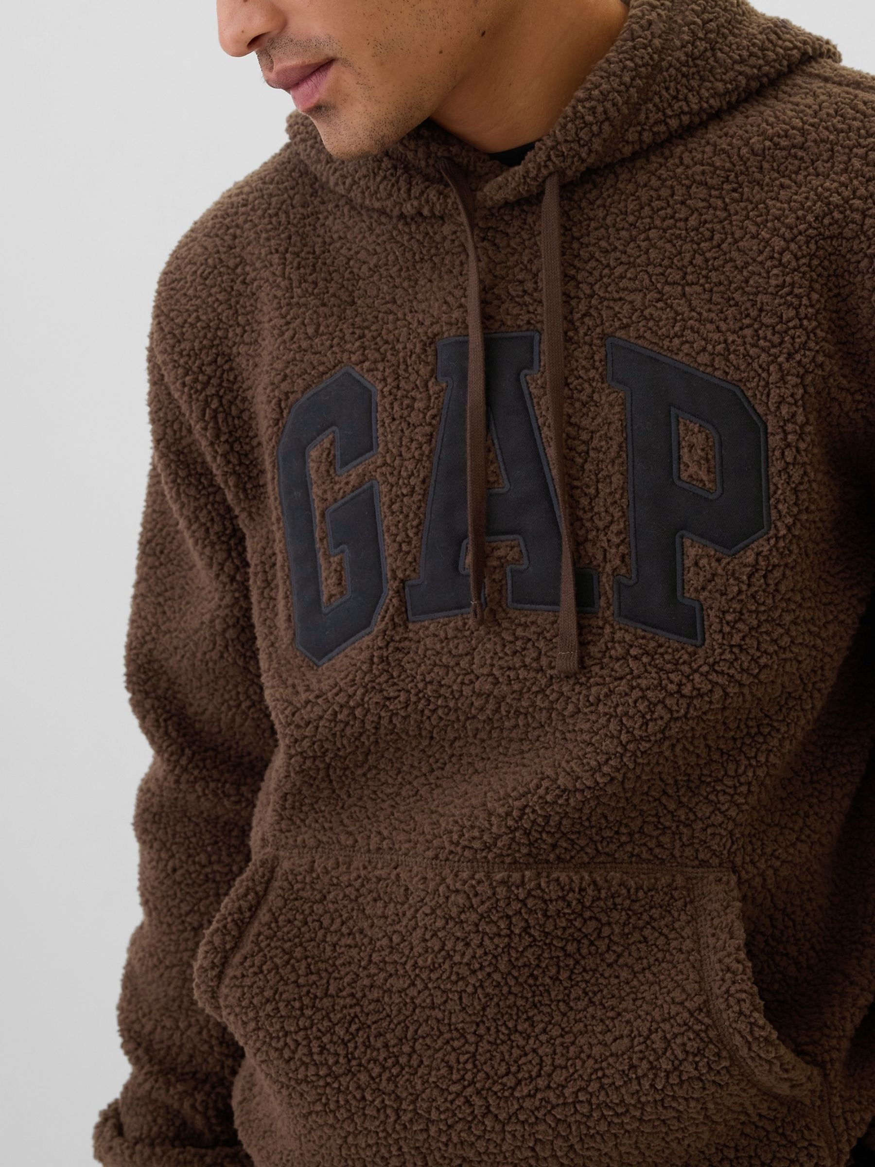 Brown Logo Sherpa Hoodie