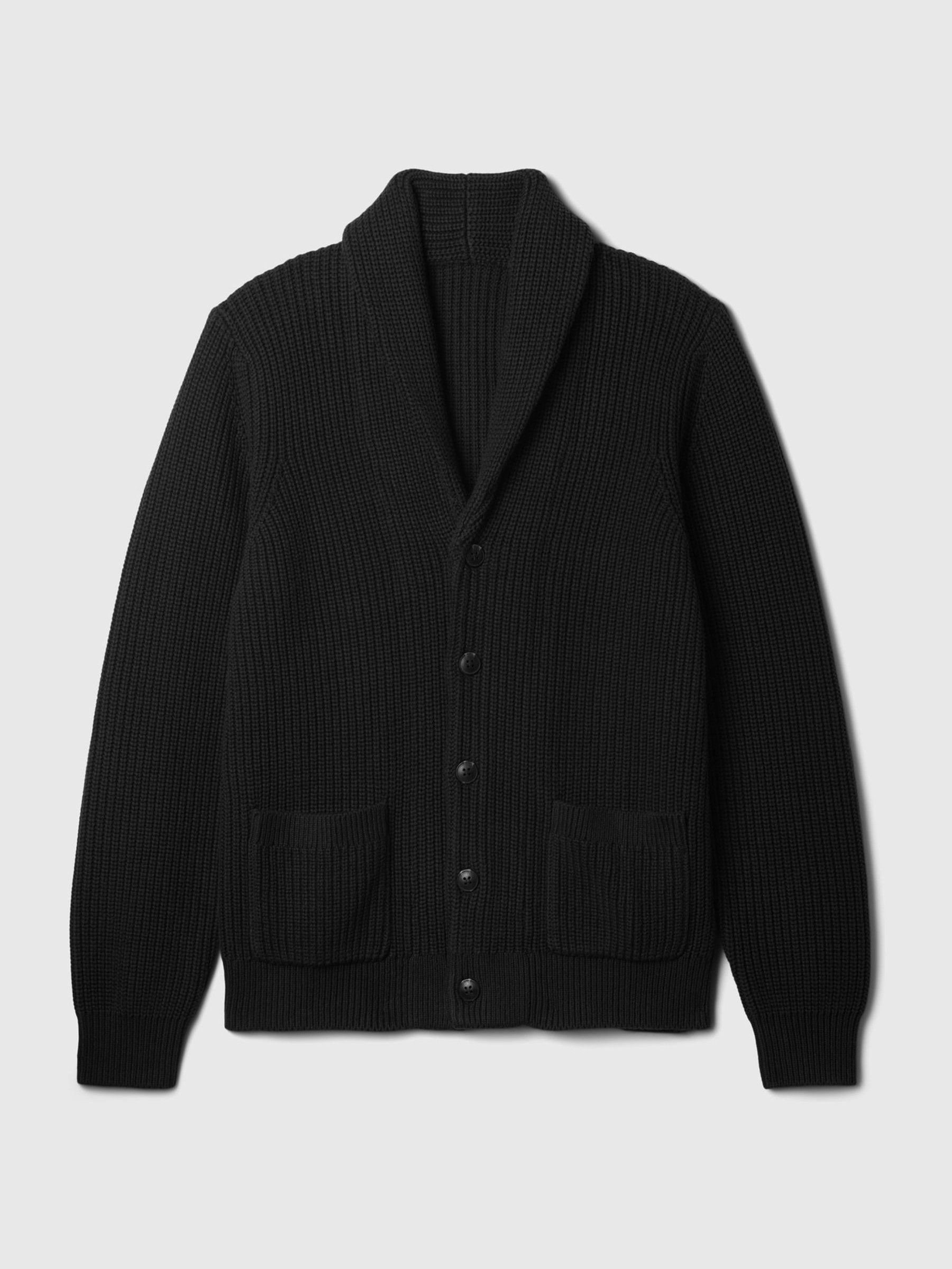 Ribbed shawl collar cardigan top