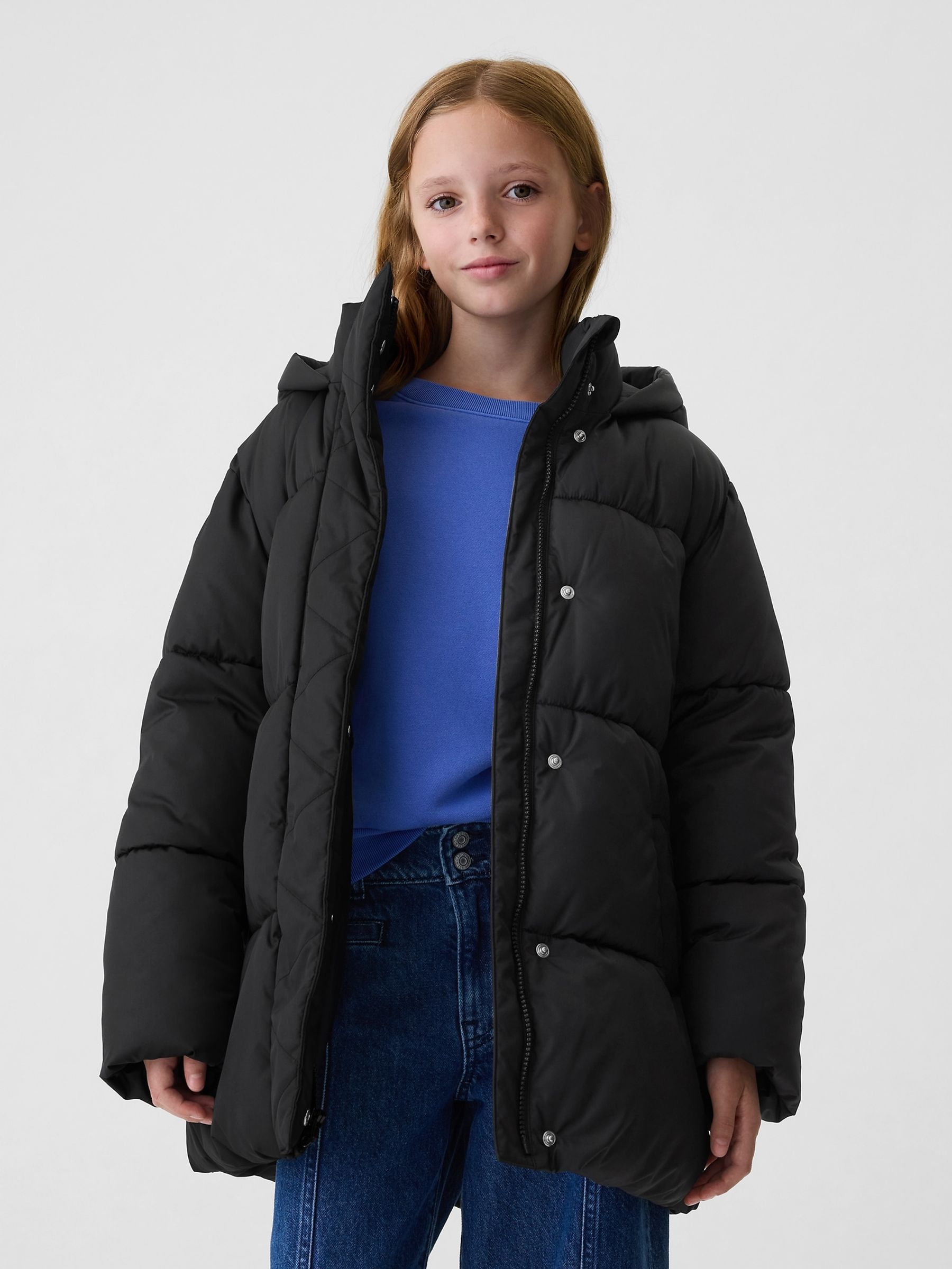 Black Heavyweight PrimaLoft Puffer Jacket 4 13yrs