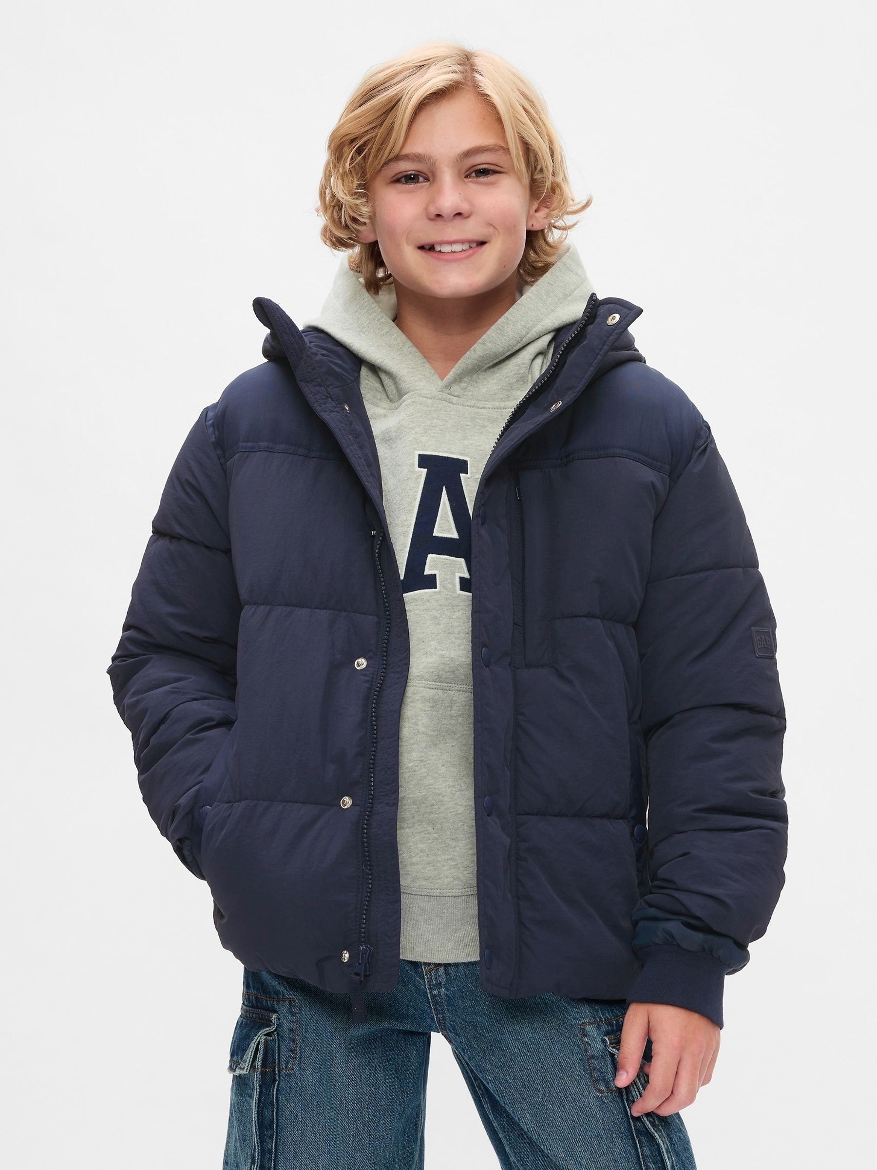 Puffer jackets blue sale