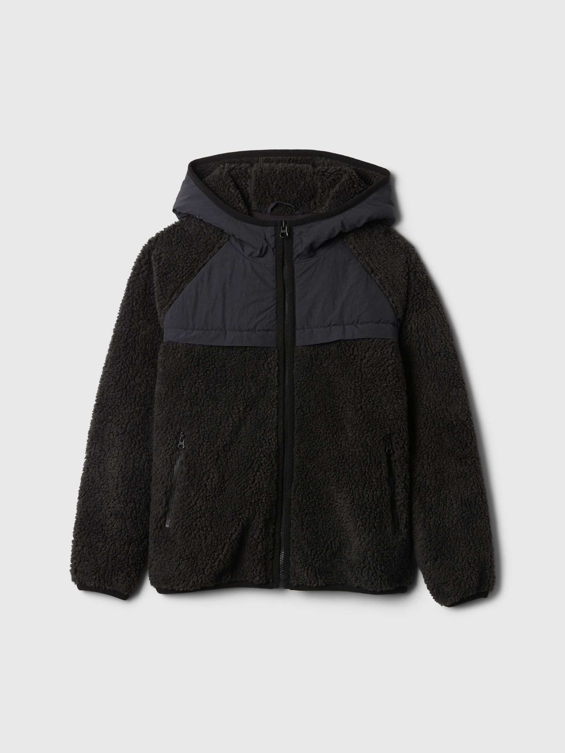 Black zip up sherpa jacket clearance