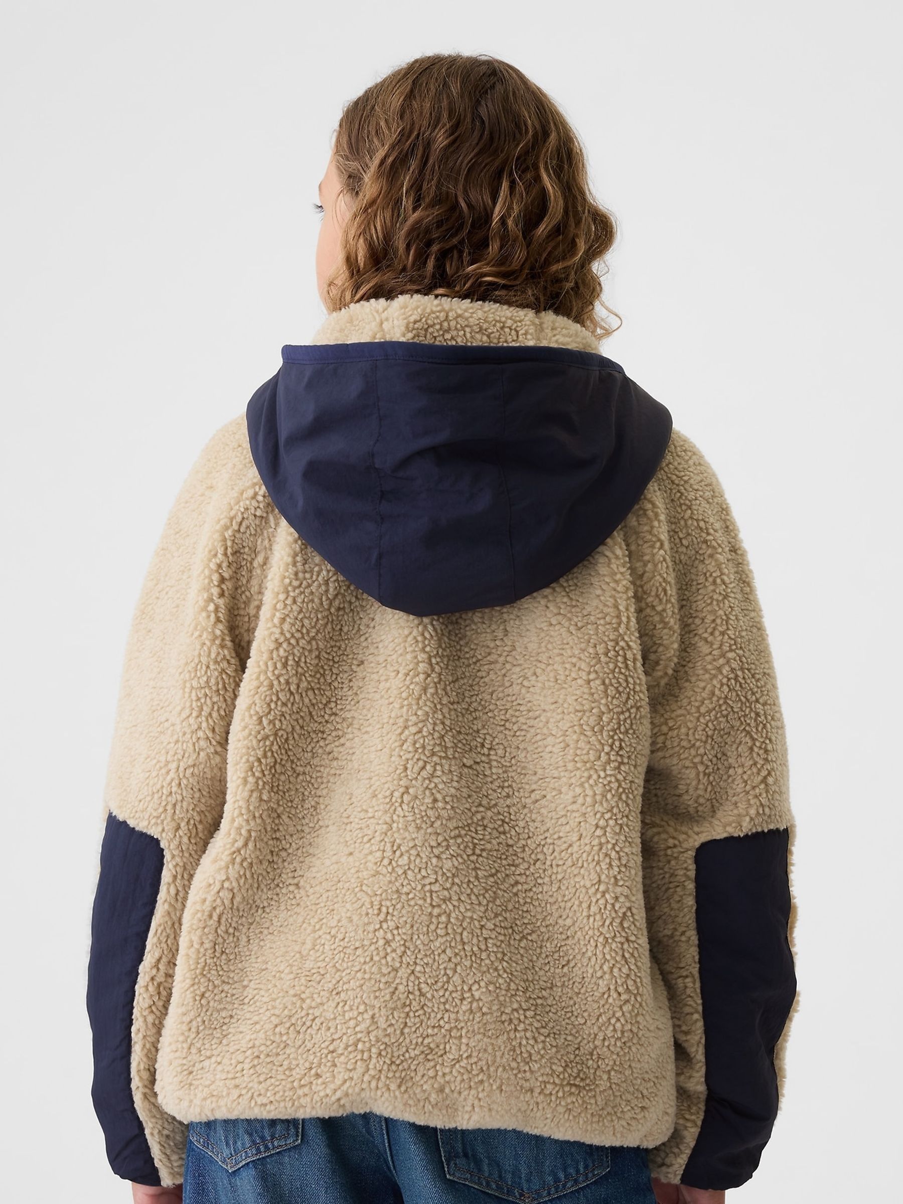 Buy Beige Sherpa Hooded Jacket 4 13yrs from the Gap online shop
