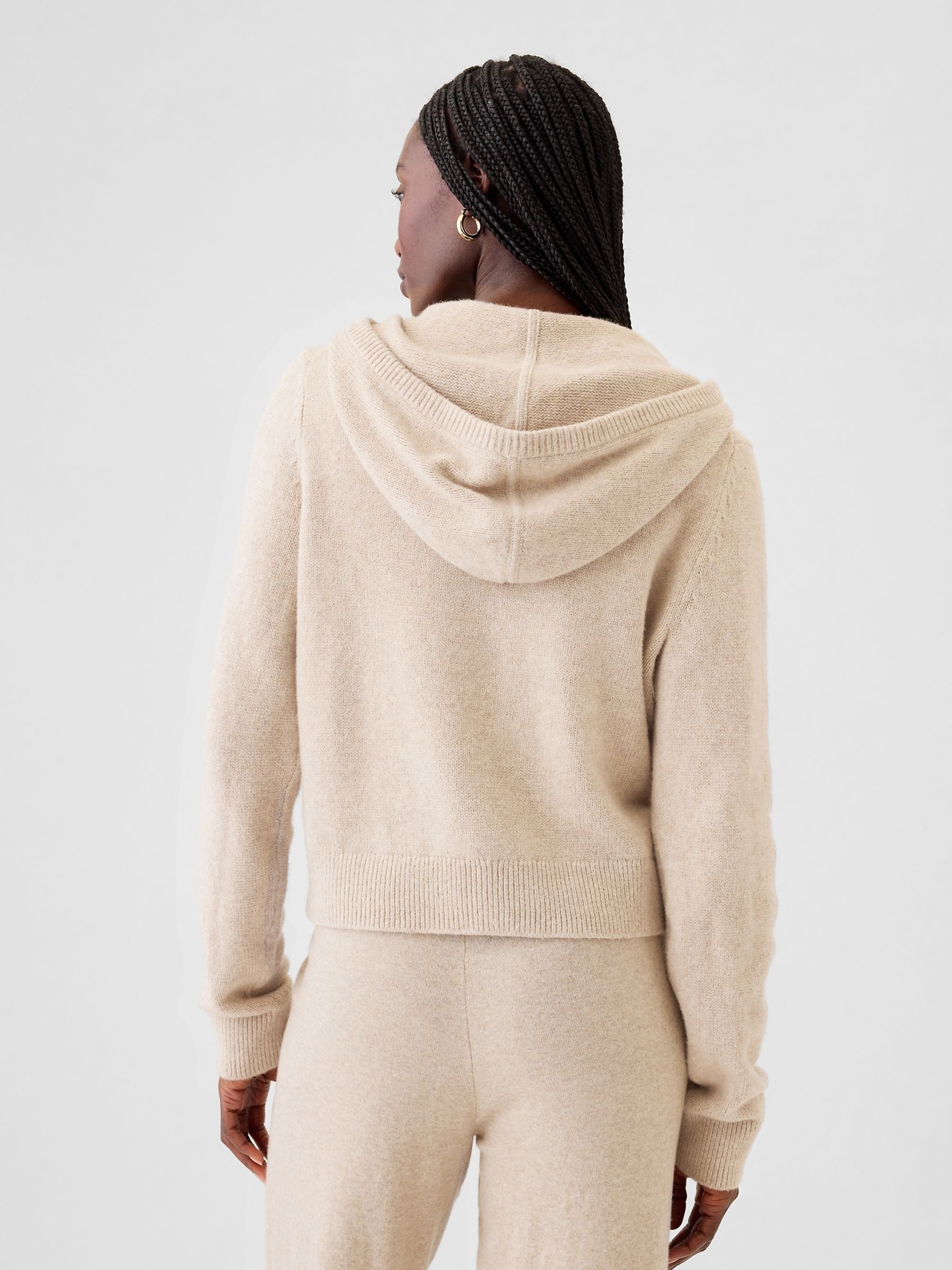 Beige knit hoodie 2025
