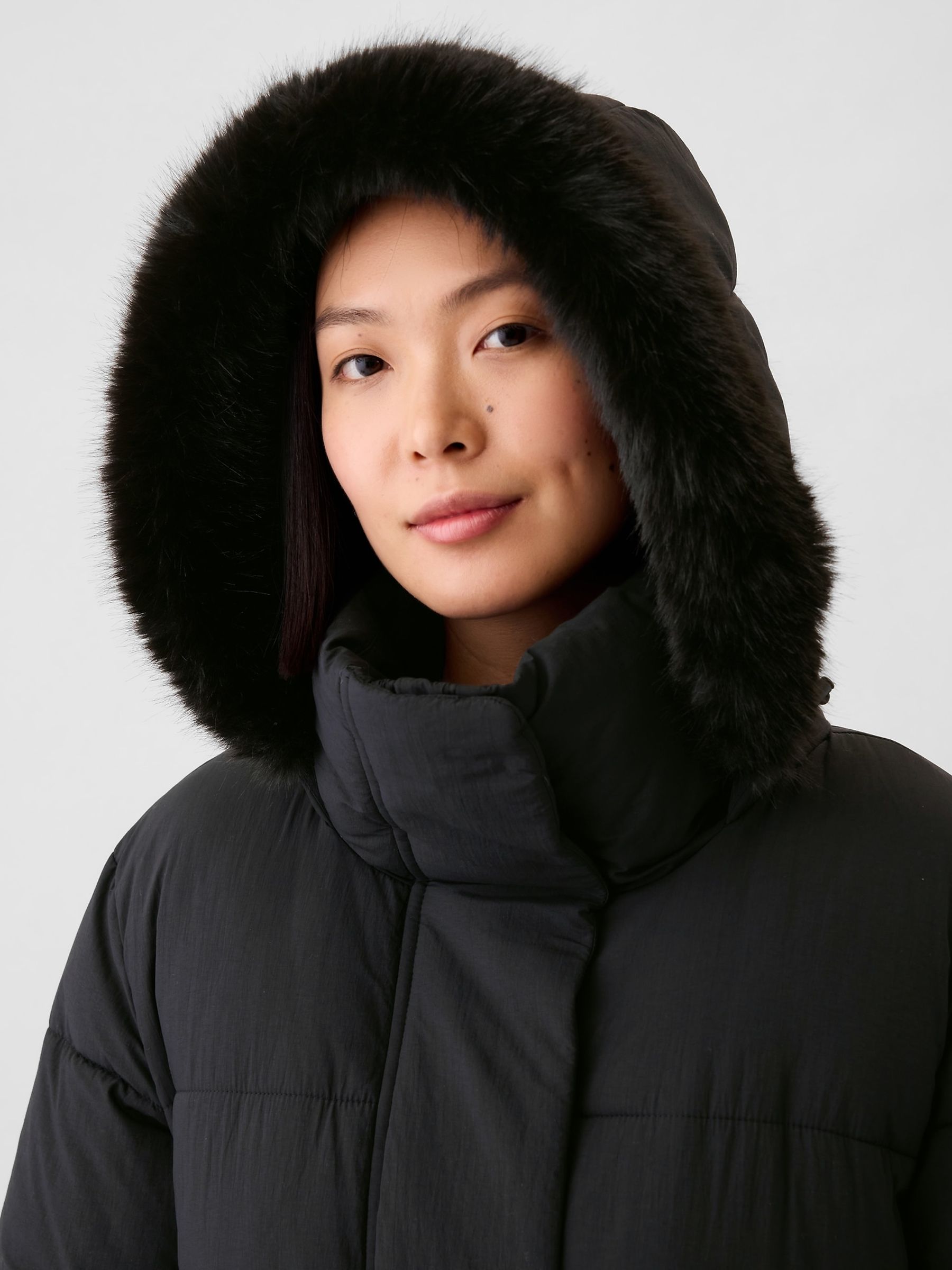 Black Oversized Puffer Coat Gap