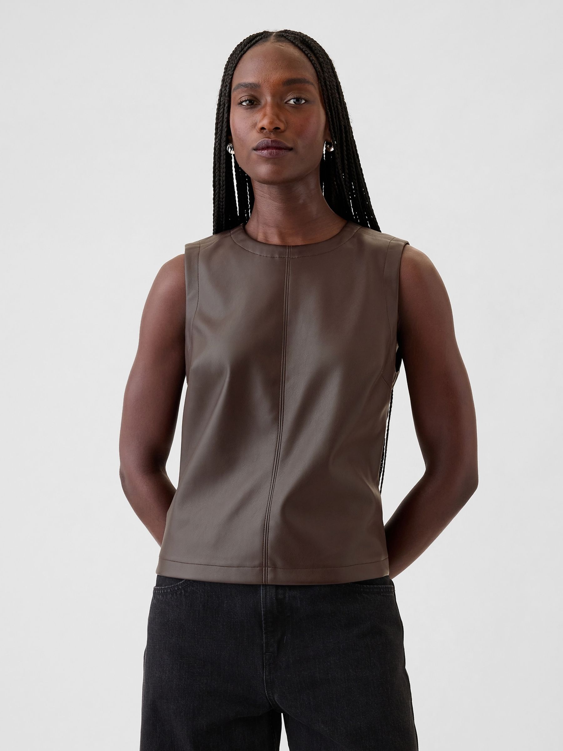 Vegan leather top online
