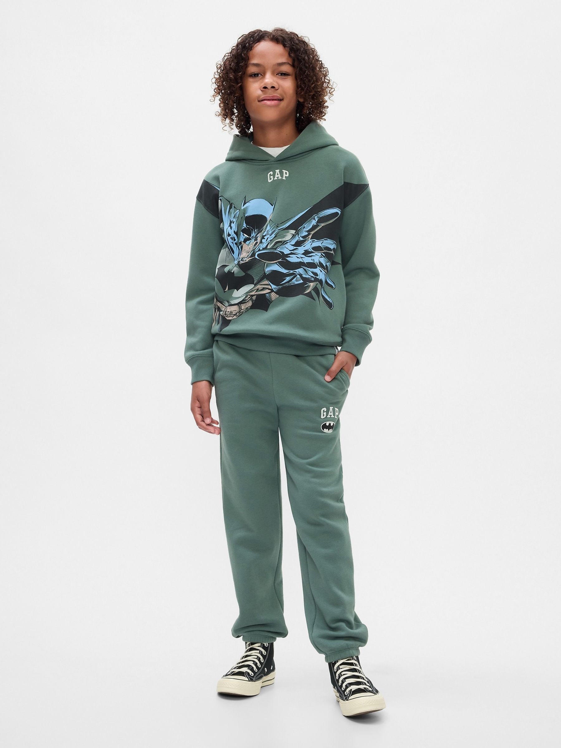 Green Batman Vintage Soft Logo Hoodie 4 13yrs