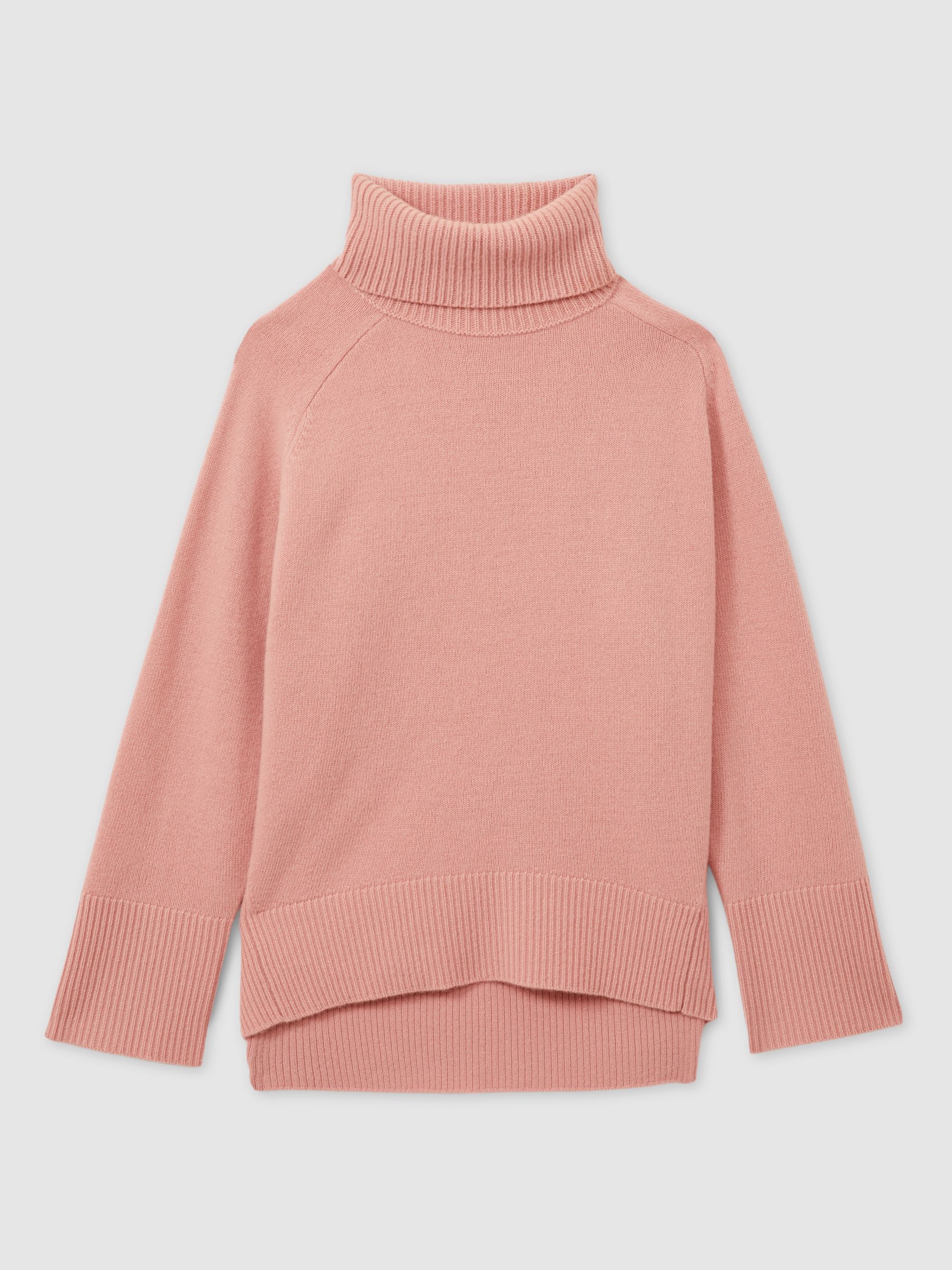 Reiss Wool Cashmere Roll Neck Jumper in Soft Pink REISS