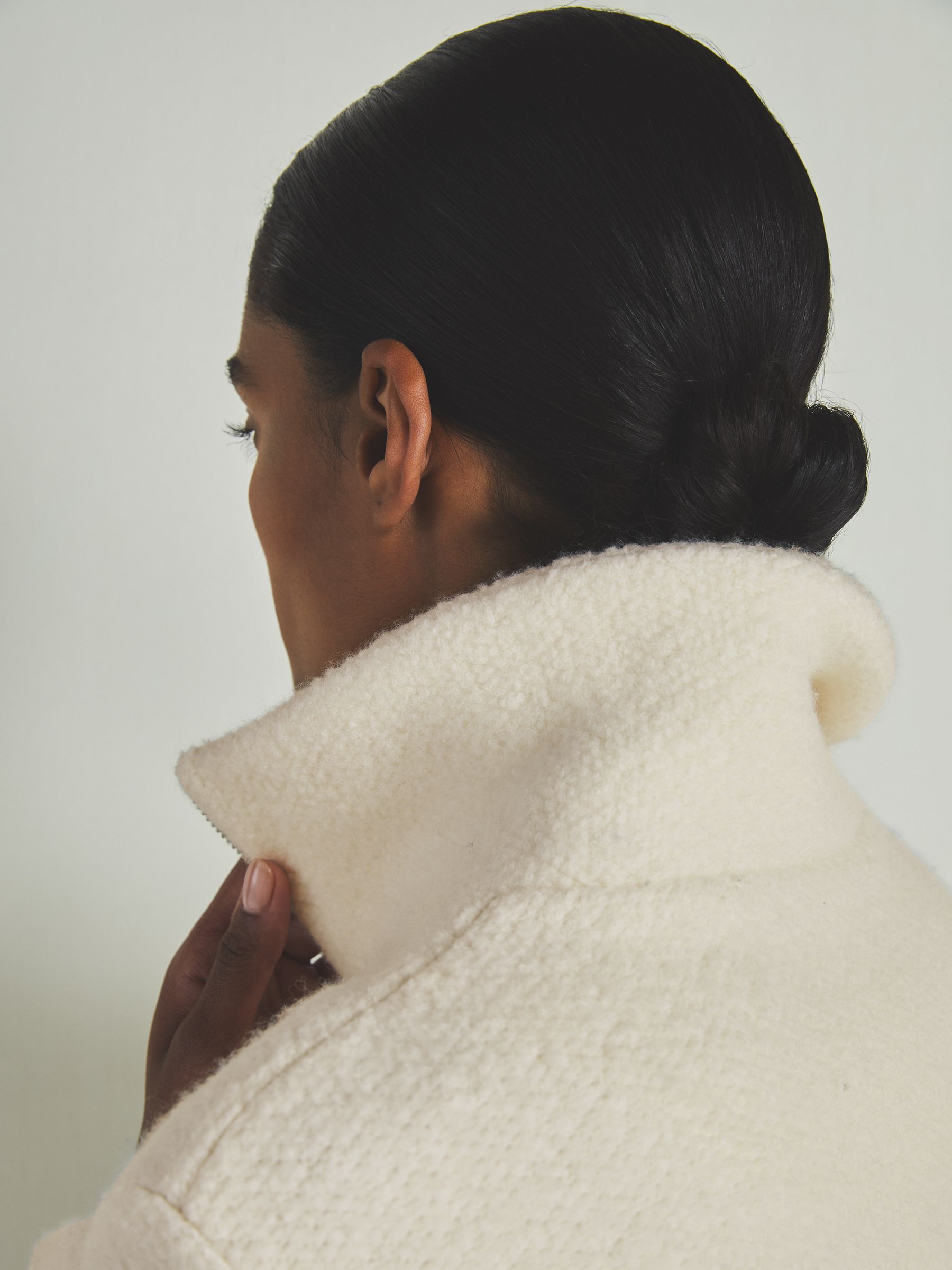 Reiss Reiss Les 100 Ciels Textured Wool Jacket in Cream REISS