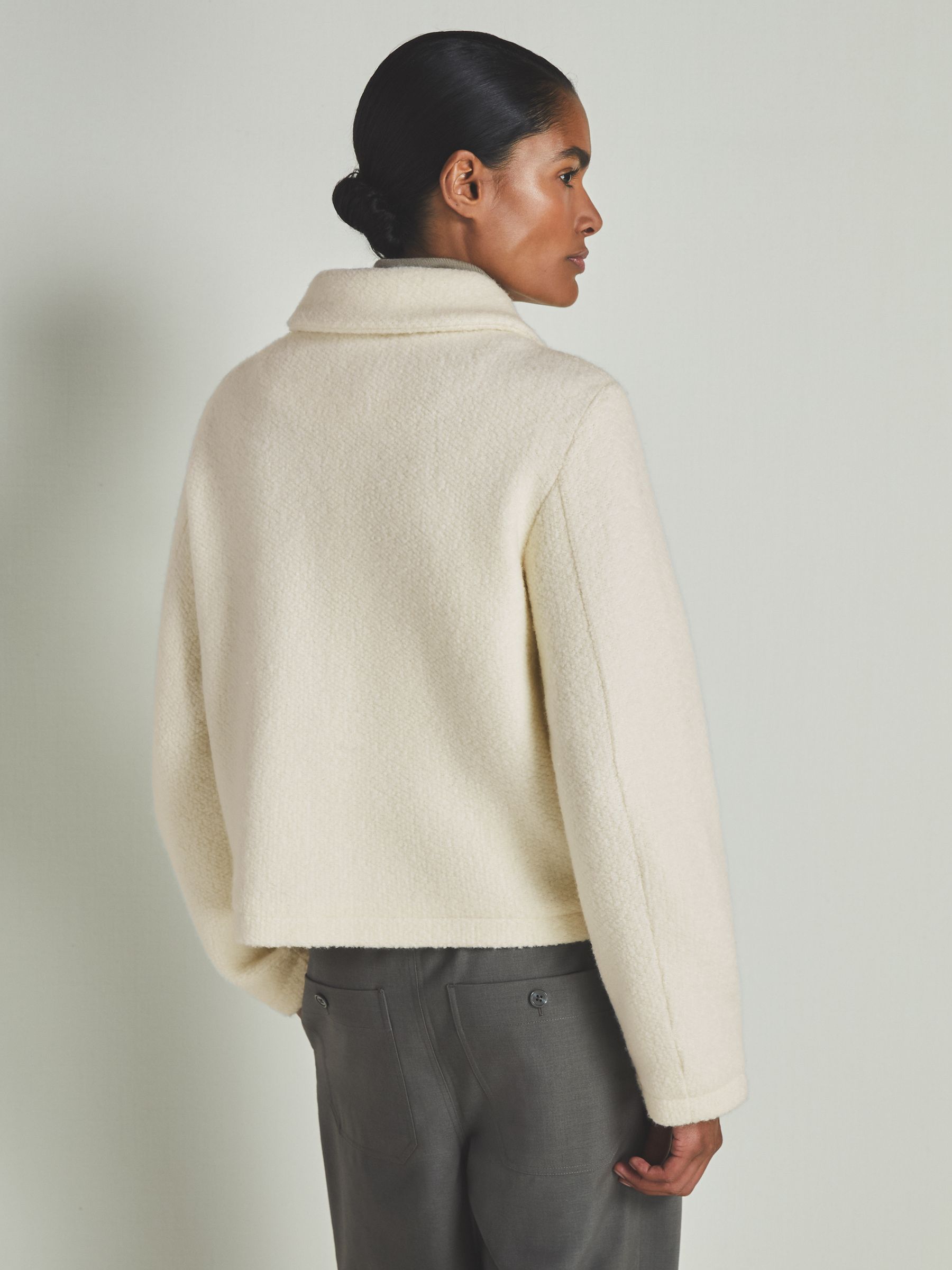 Reiss Reiss Les 100 Ciels Textured Wool Jacket in Cream REISS