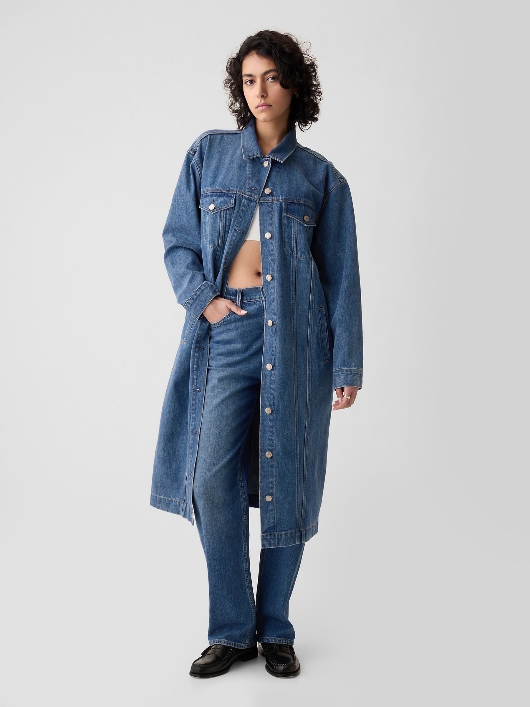 Buy Blue Longline Icon Denim Jacket from the Gap online shop