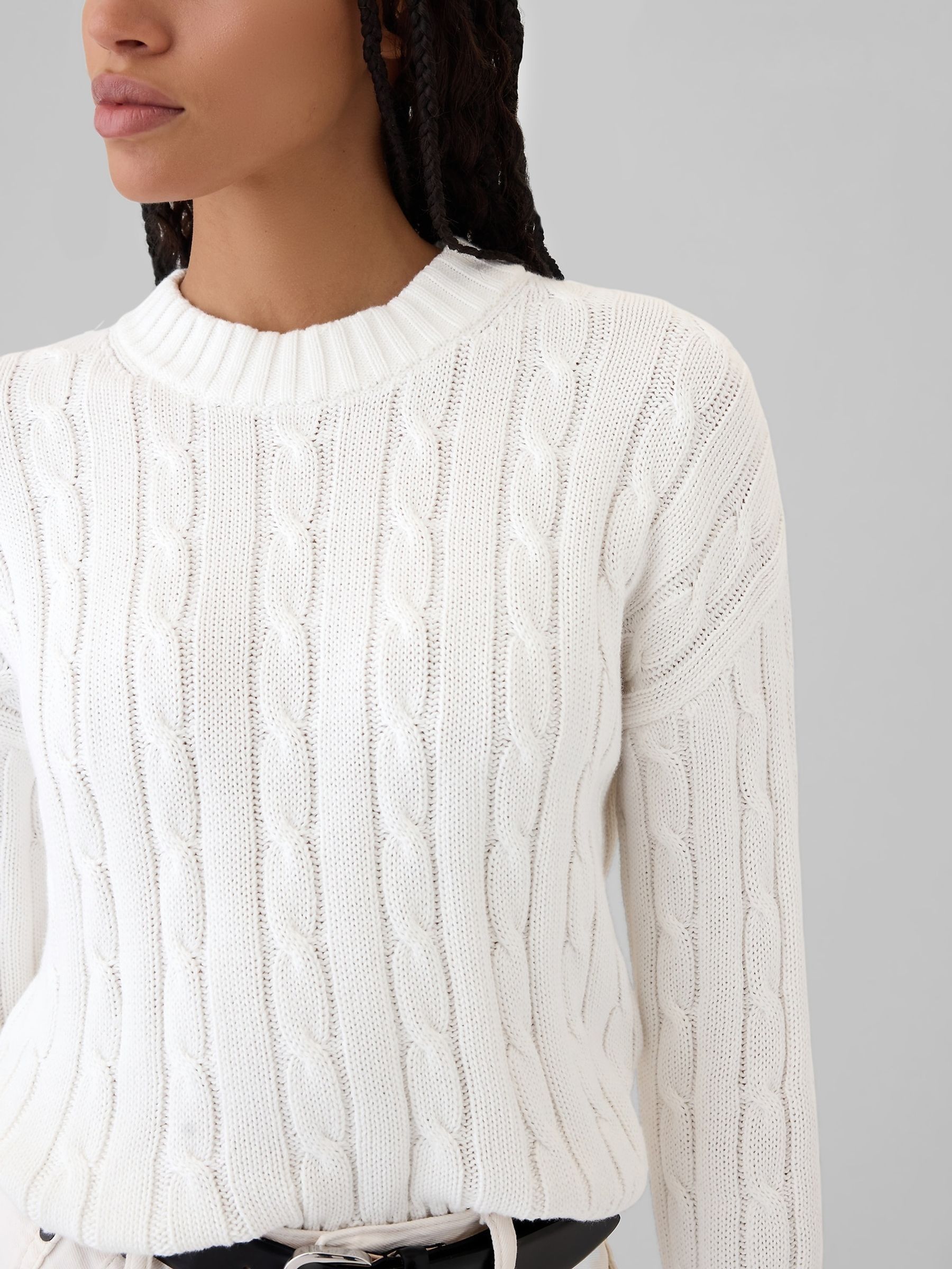 White cropped knit sweater outlet