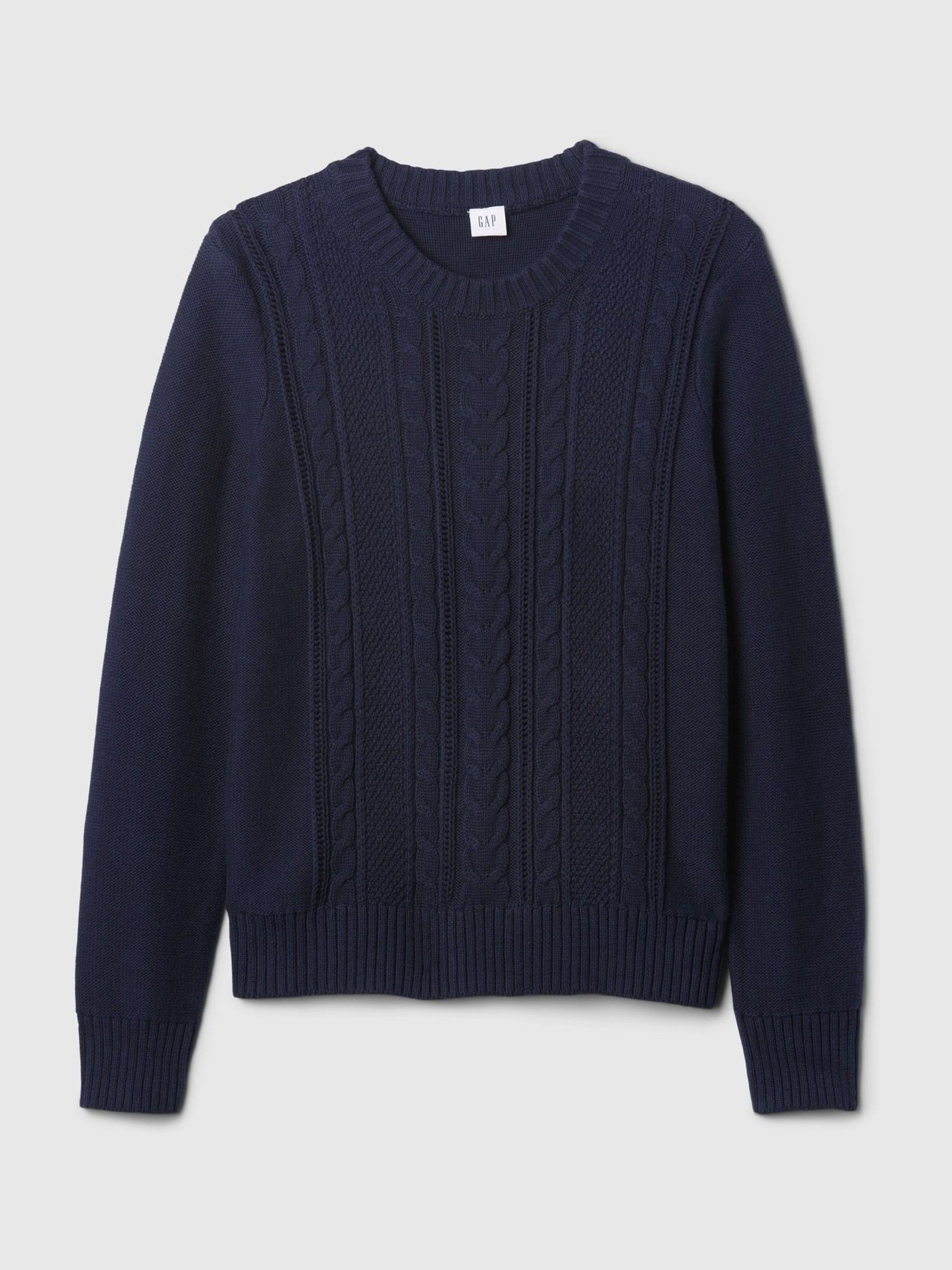 Buy Navy Blue 100 Cotton Cable Knit Crew Neck Jumper from the Gap online shop