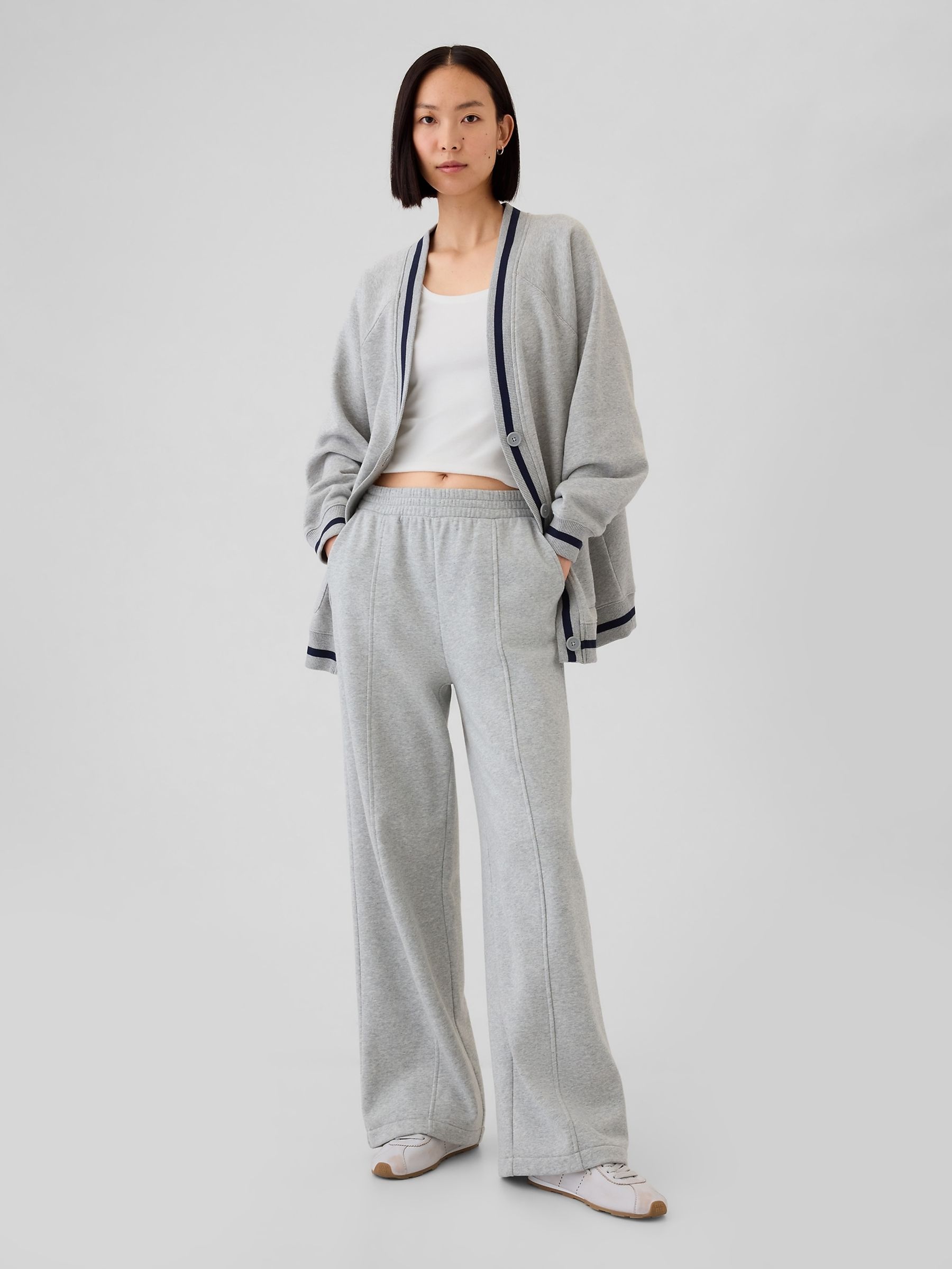 Buy Grey Vintage Long Sleeve Oversized Pocket Varsity Cardigan from the Gap online shop