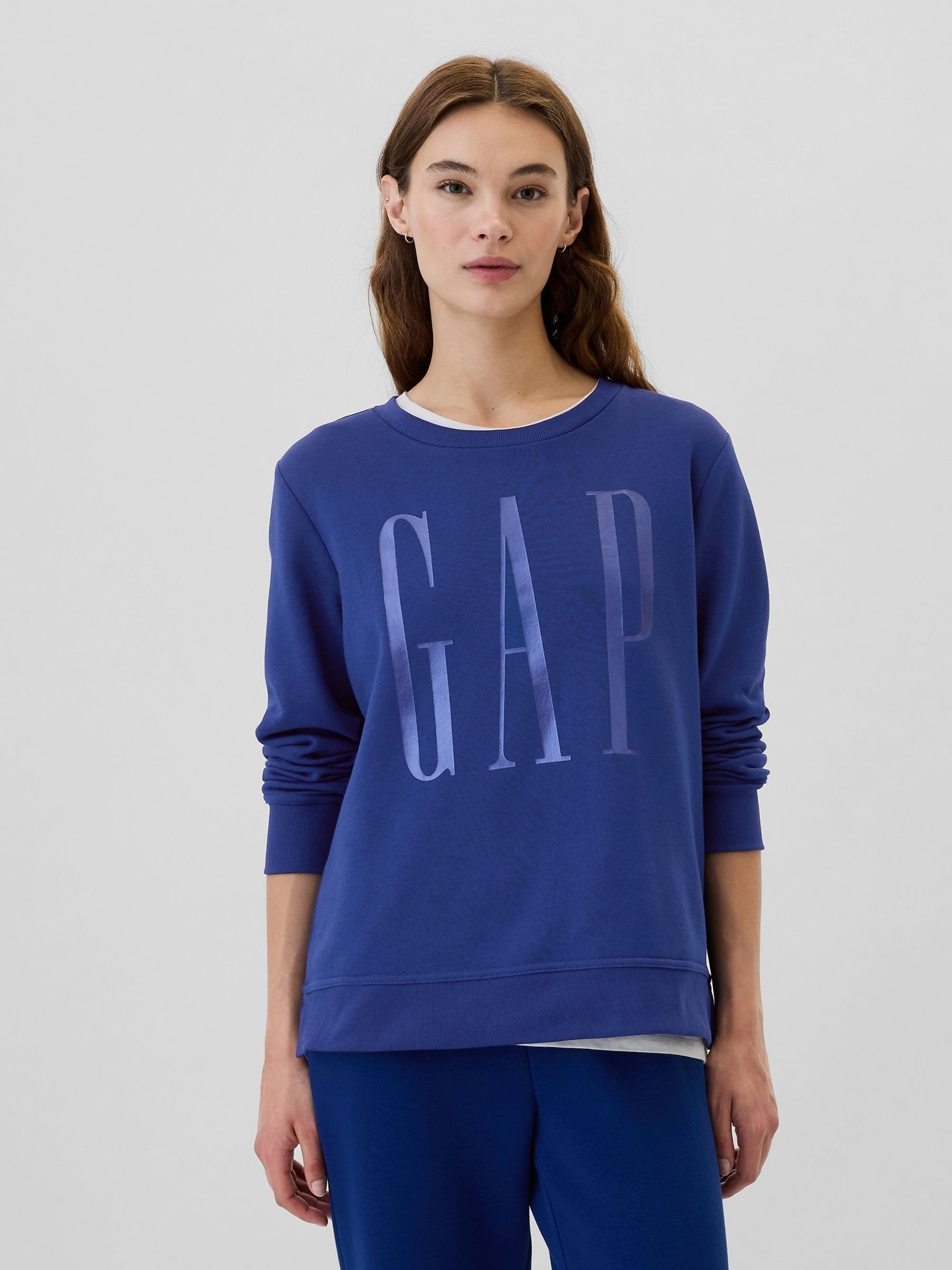 Blue Relaxed Logo Crew Neck Sweatshirt