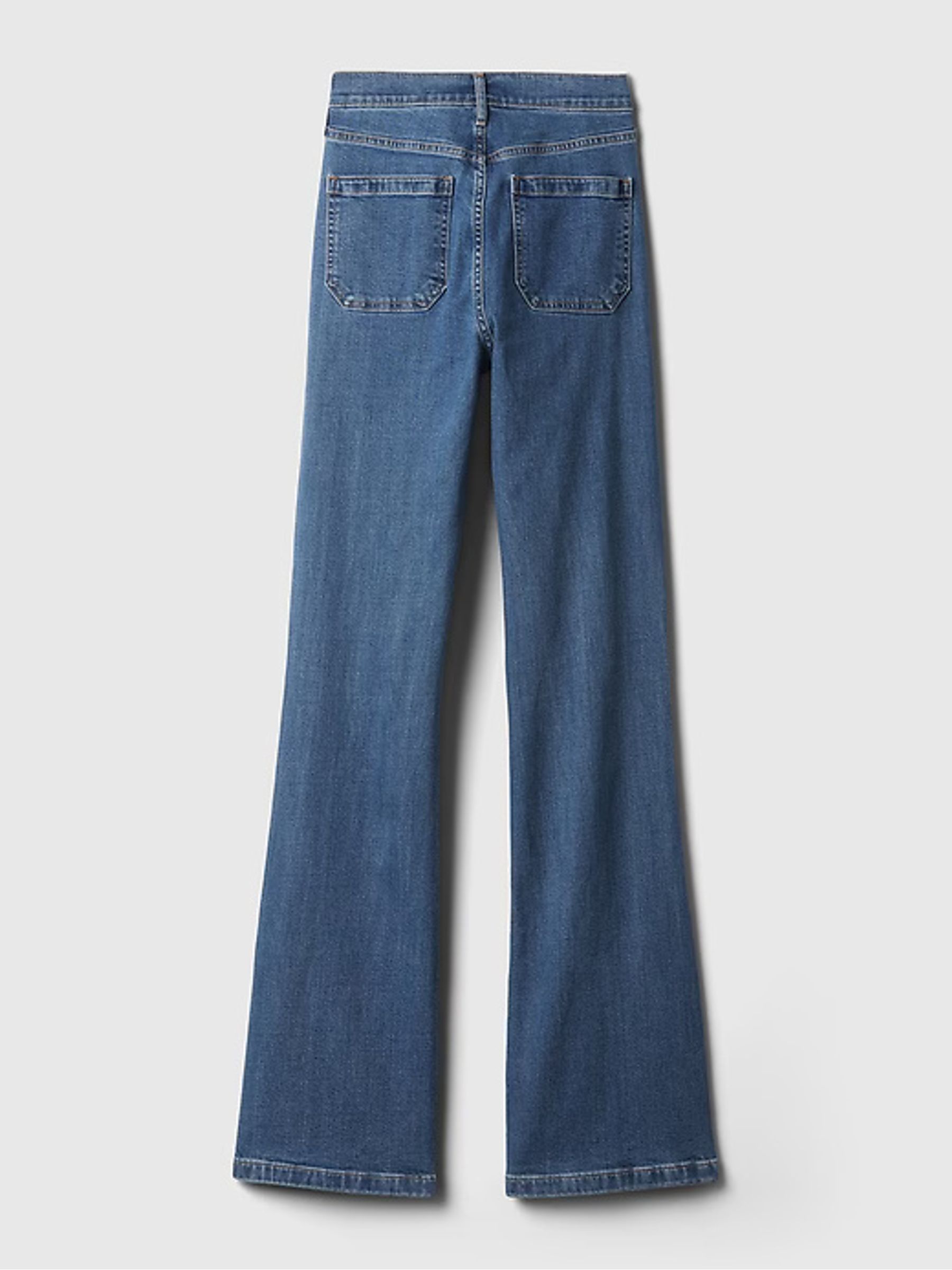 Buy Blue High Waisted Double Pocket 70s Flare Jeans from the Gap online shop