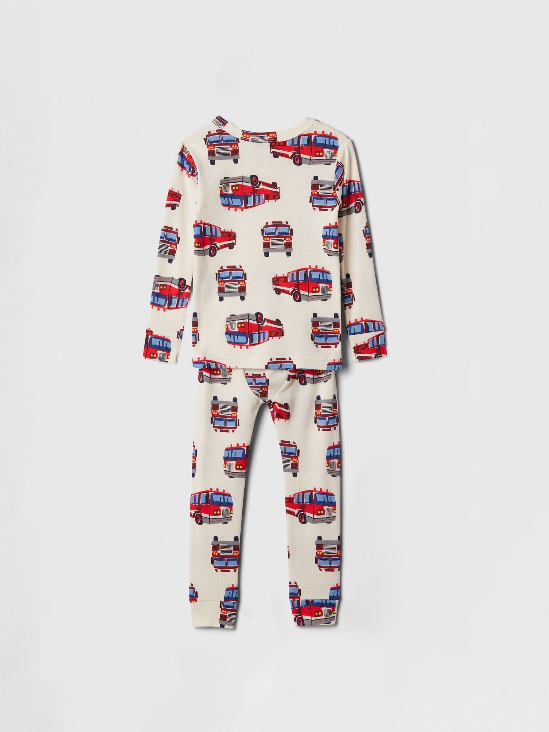 Cream Fire Truck Cotton Long Sleeve Pyjama Set 6mths 5yrs