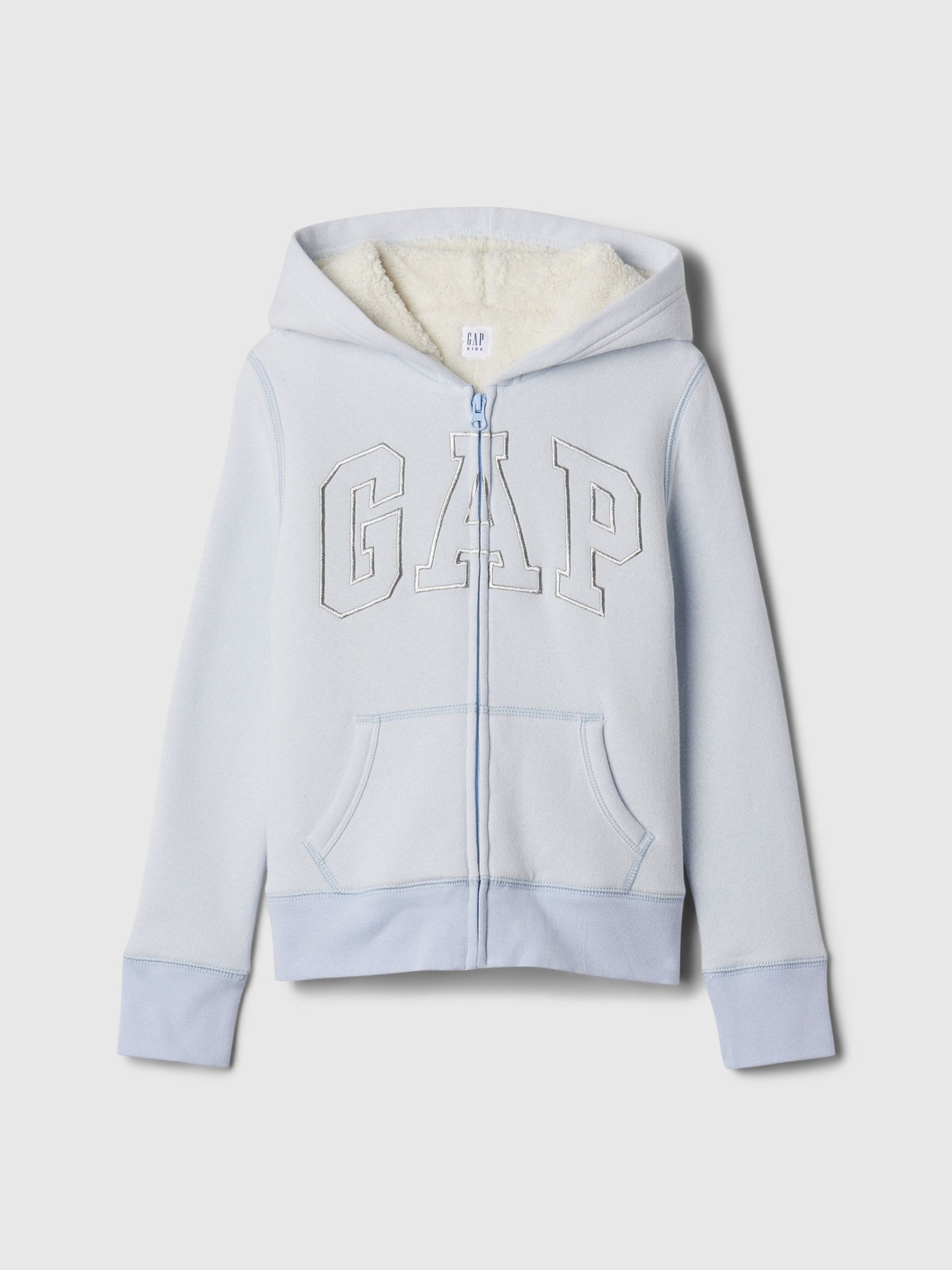 Blue Logo Sherpa Lined Zip Hoodie 4 13yrs