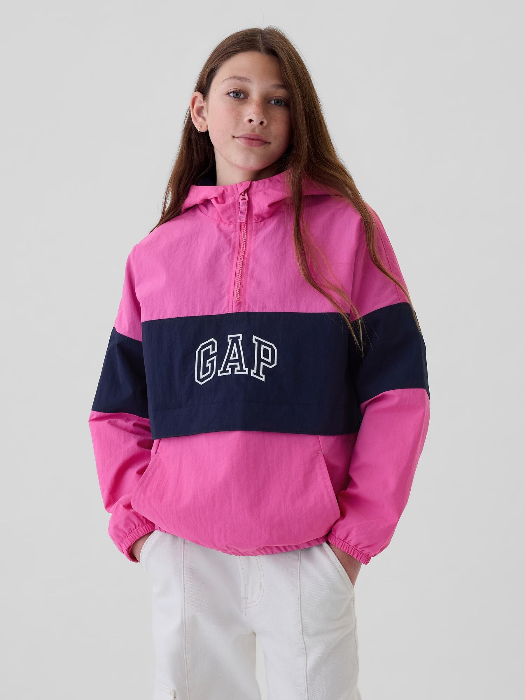 Pink anorak windbreaker hotsell