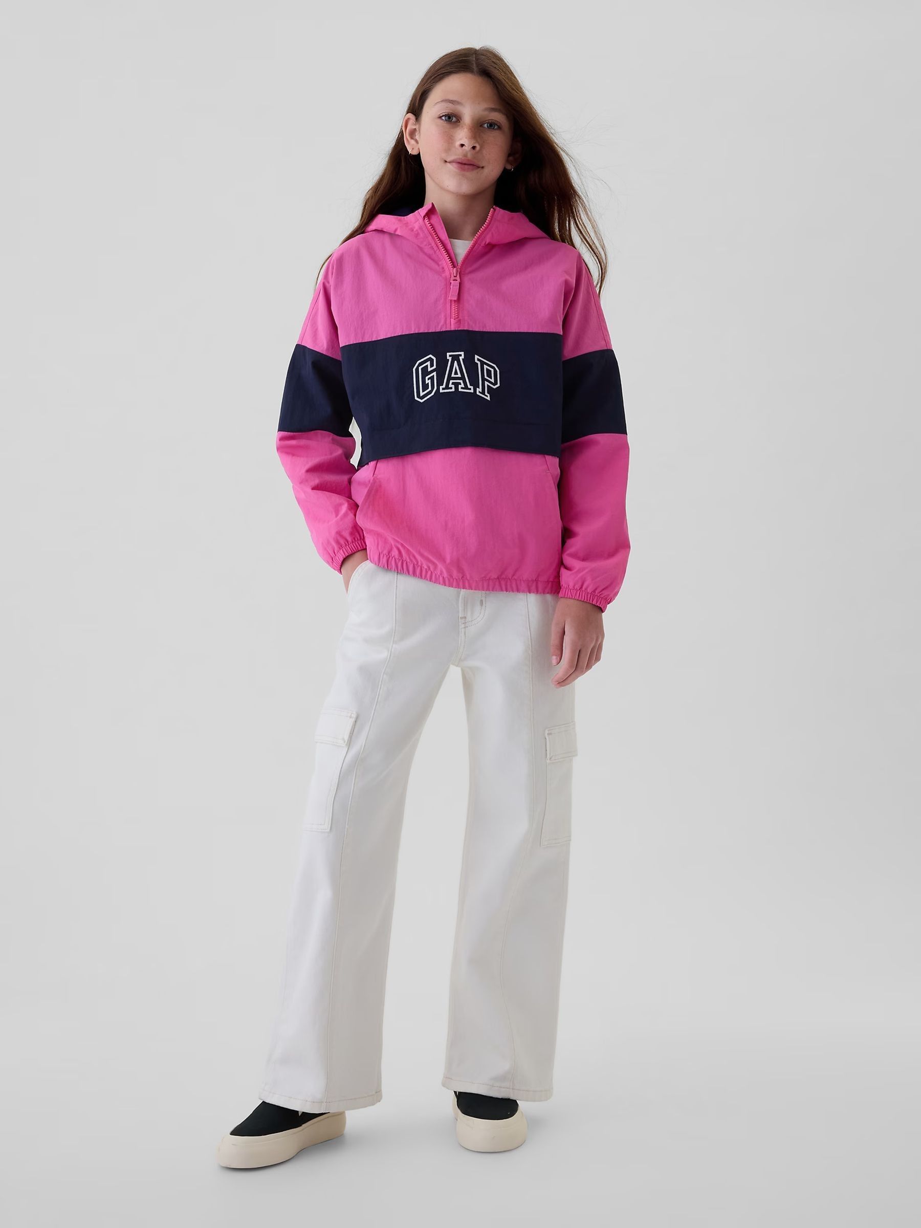 Pink white windbreaker shop