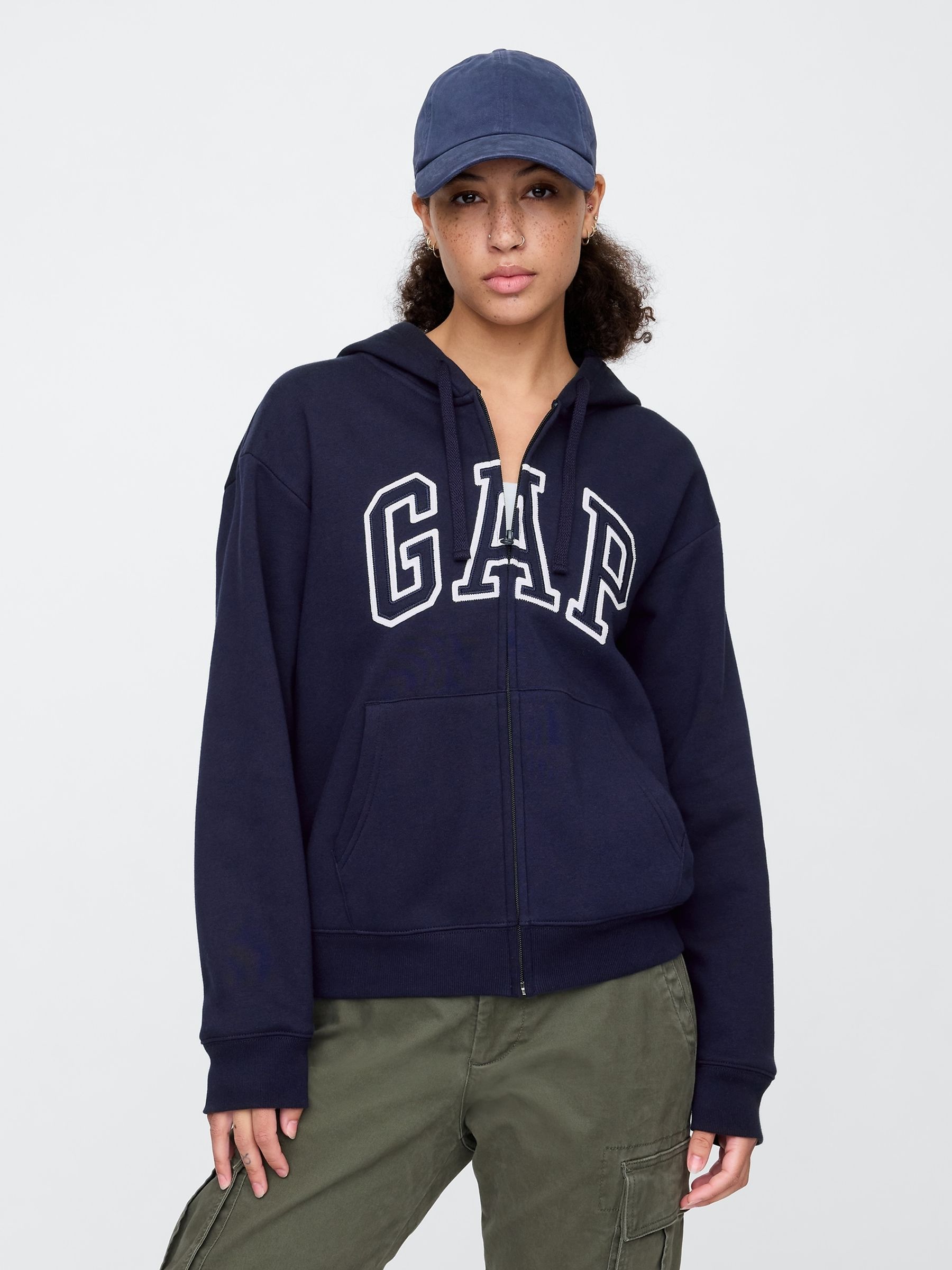 Navy Blue Vintage Logo Zip Up Hoodie | Gap