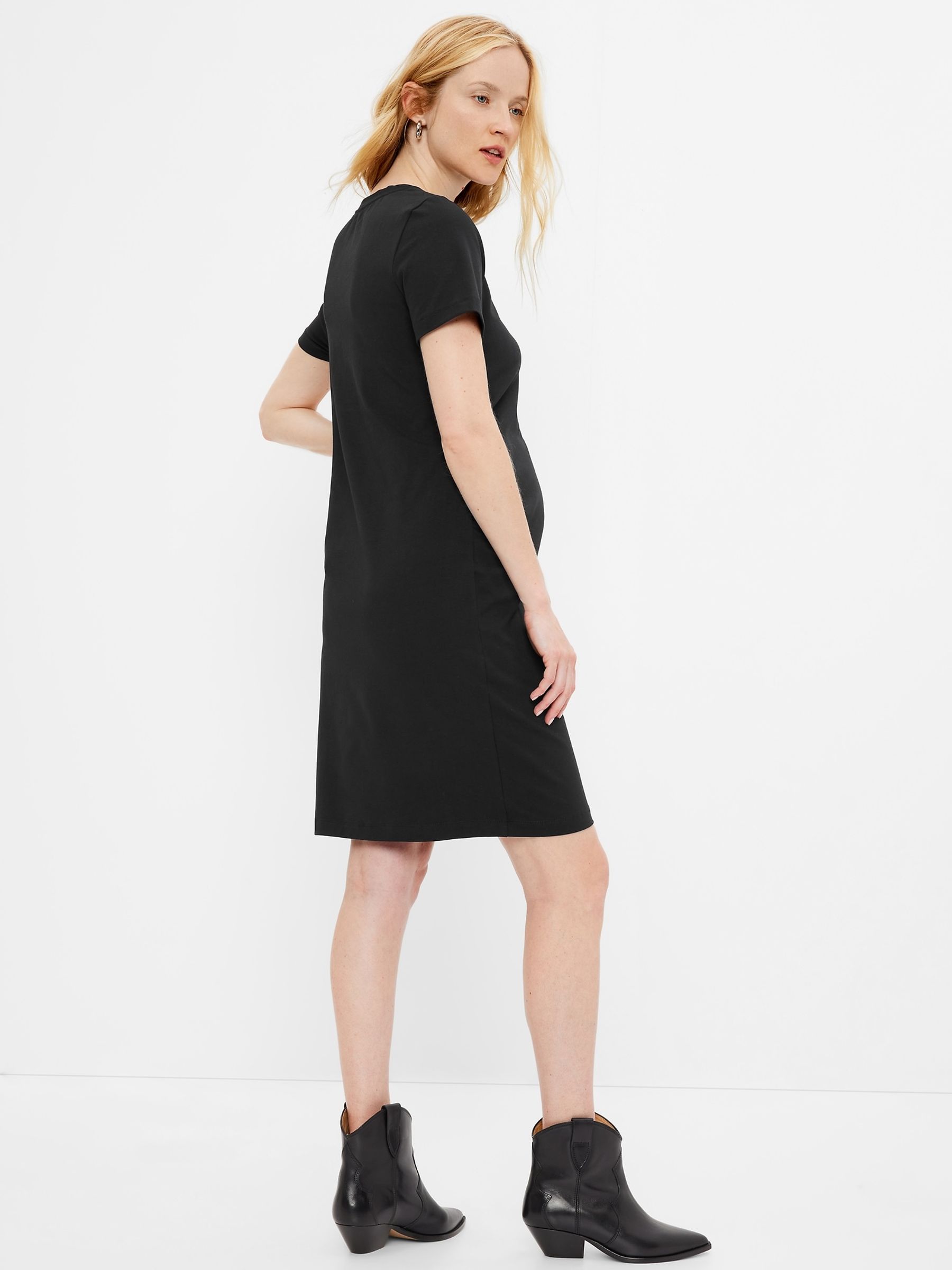 True Black Maternity Ruched Short Sleeve T-Shirt Dress - Image 2 of 4