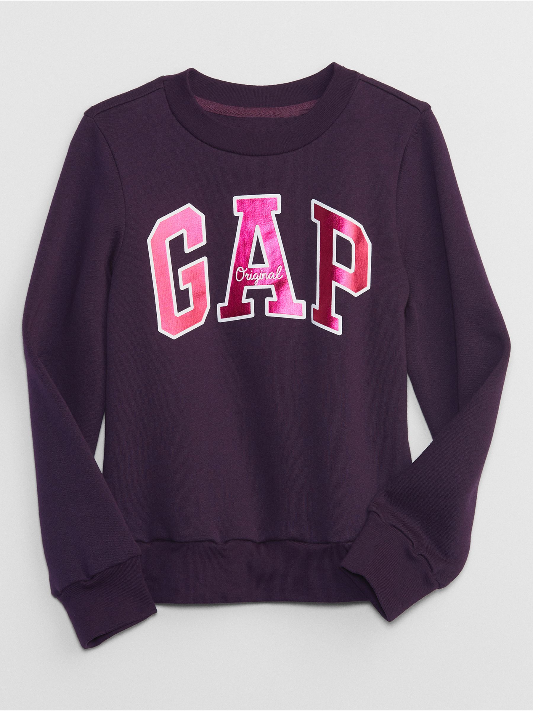Purple Metallic Logo Long Sleeve Crew Neck Sweatshirt 4 13yrs
