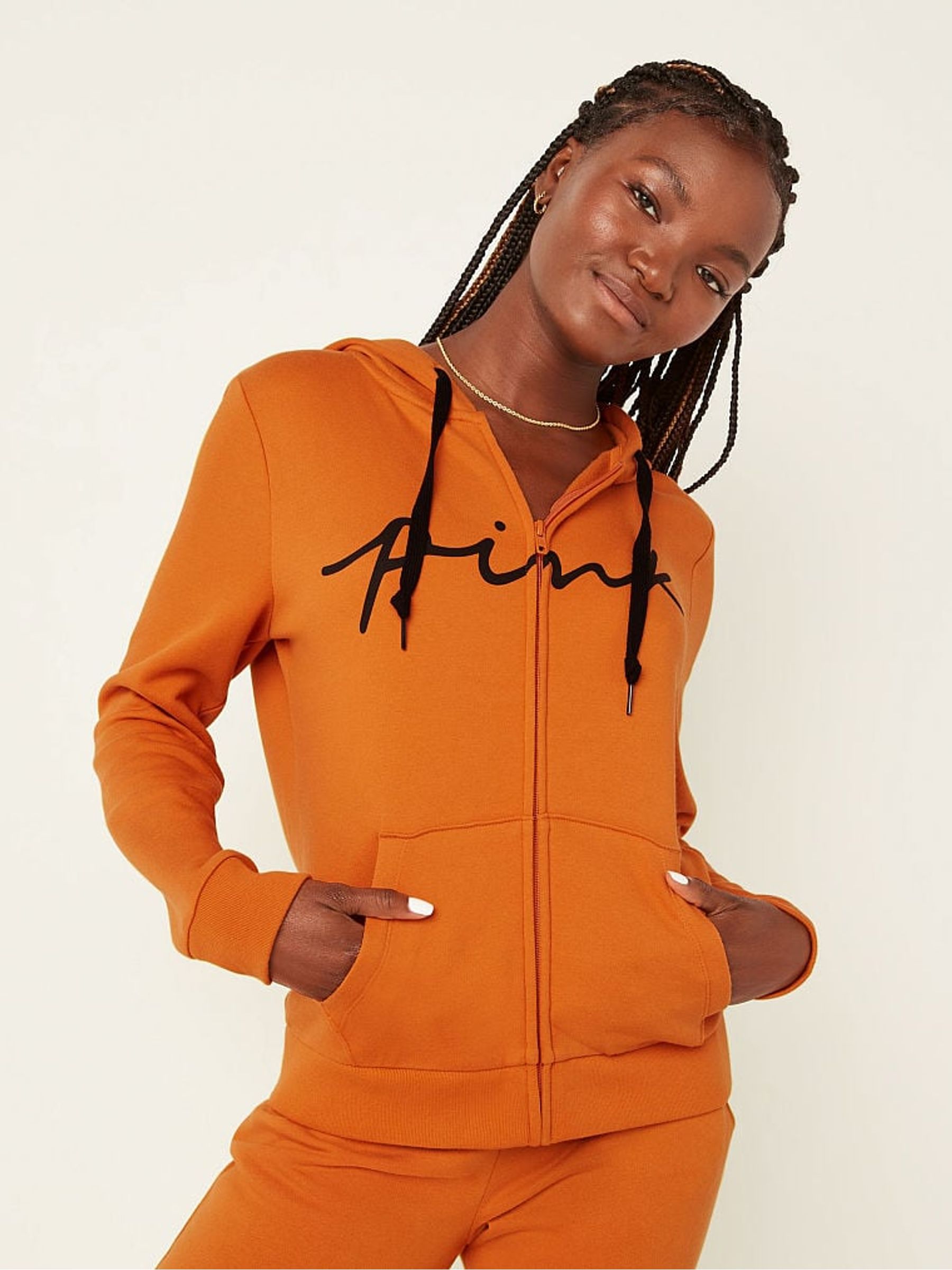 Orange hoodie with zipper on sale