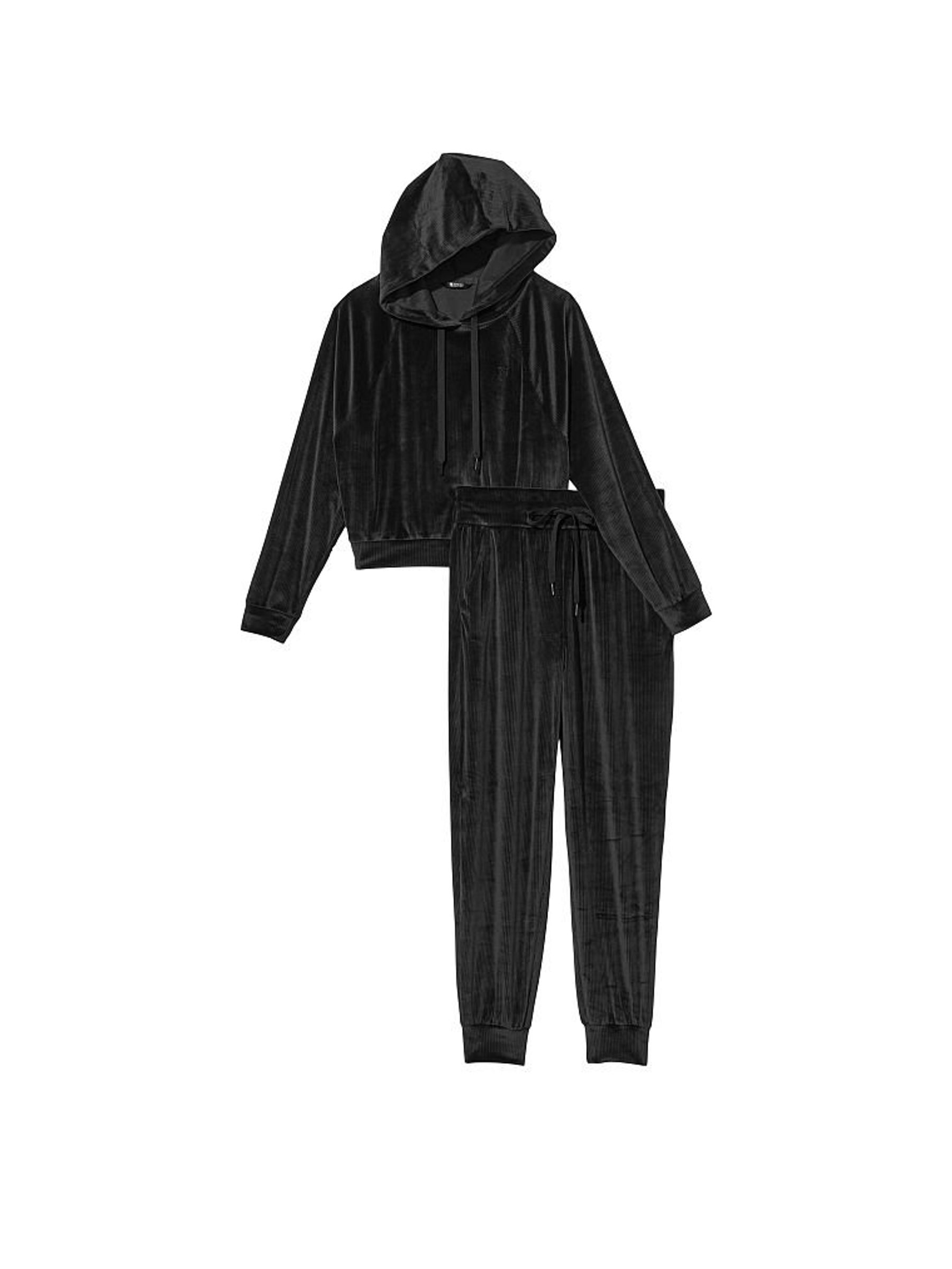 Black Velour Hoodie and Jogger Lounge Set