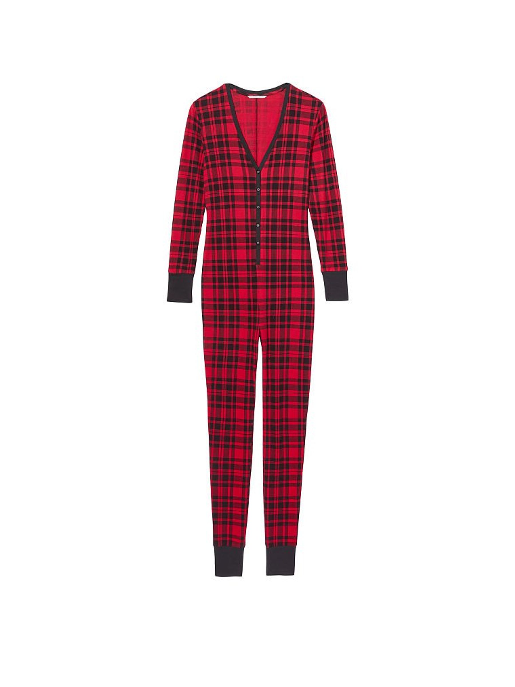 Buy Victoria s Secret Black Lipstick Bold Plaid Red Thermal Long Sleeve Long Jumpsuit from the Victoria s Secret UK online shop