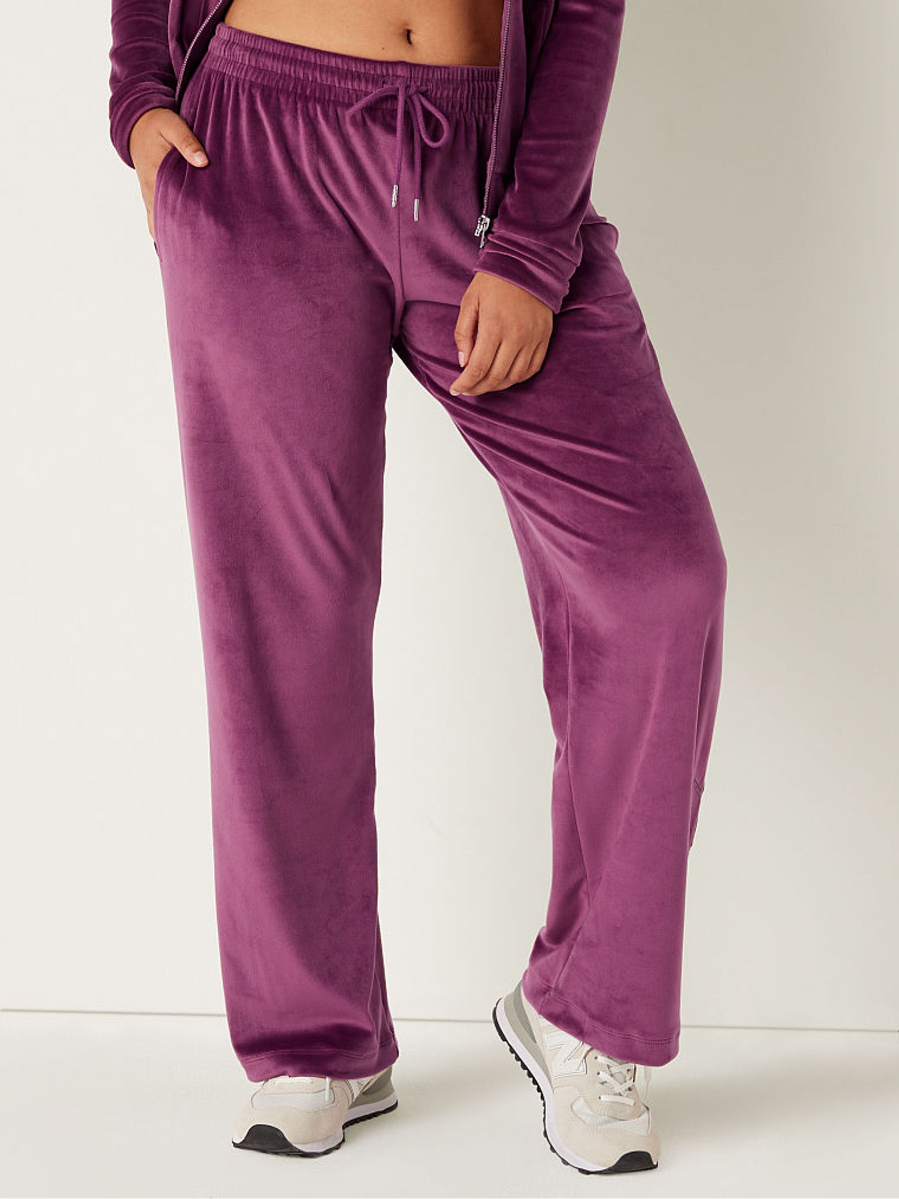 Rich Maroon Red Velour Wide Leg Lounge Jogger