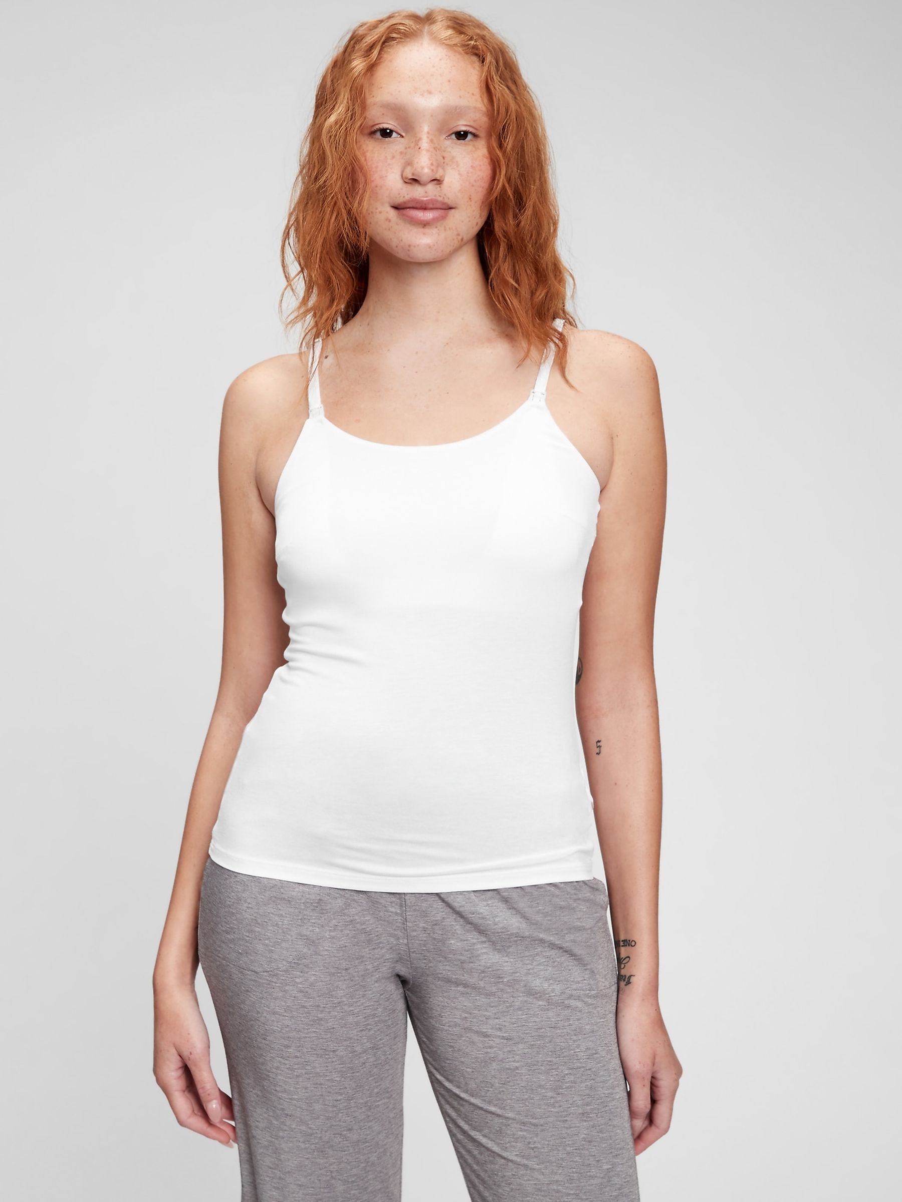 White Maternity Nursing Halterneck Cami Top