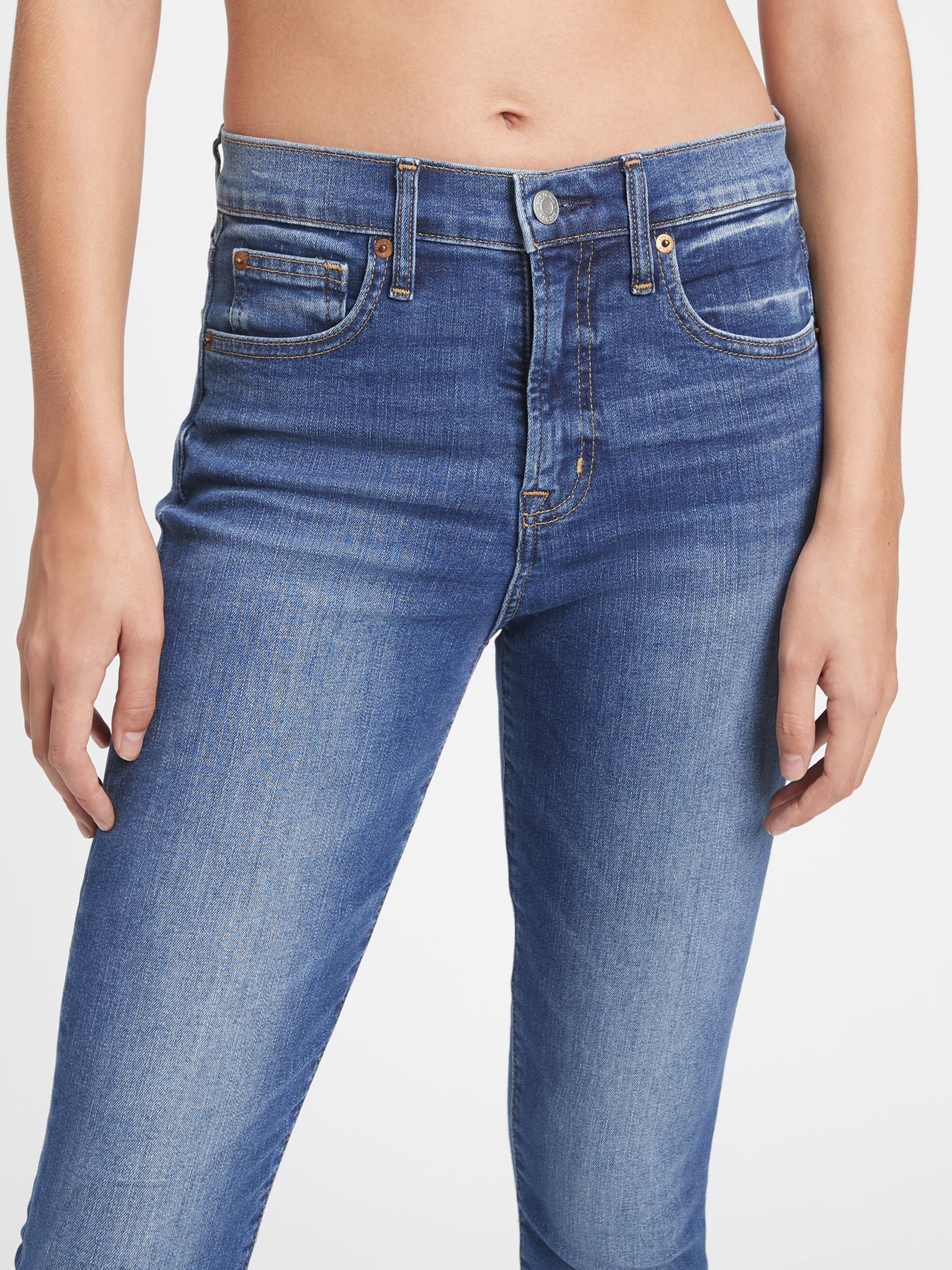 Buy Blue High Waisted True Skinny Jeans from the Gap online shop