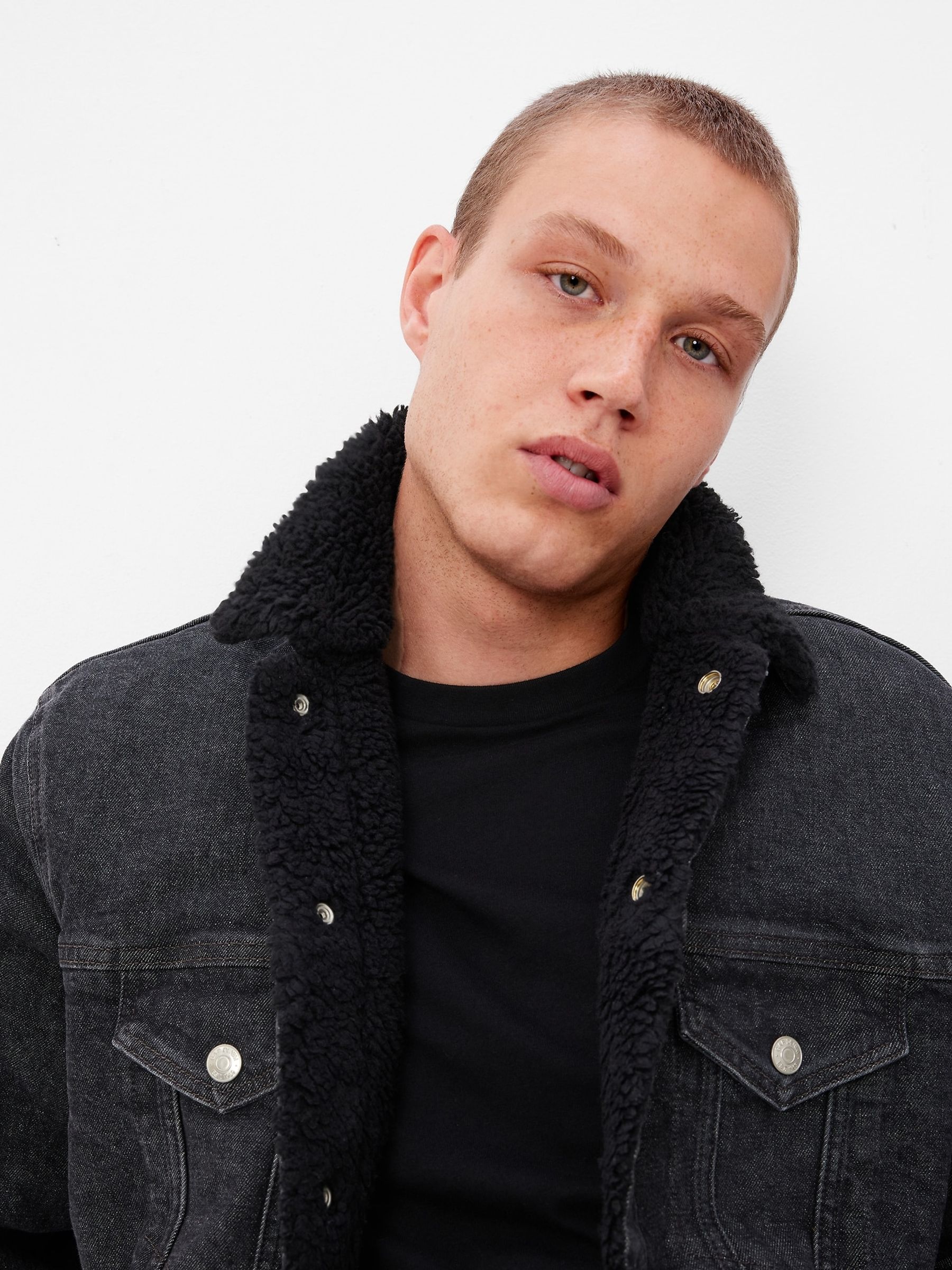 Gap mens denim sherpa jacket shop