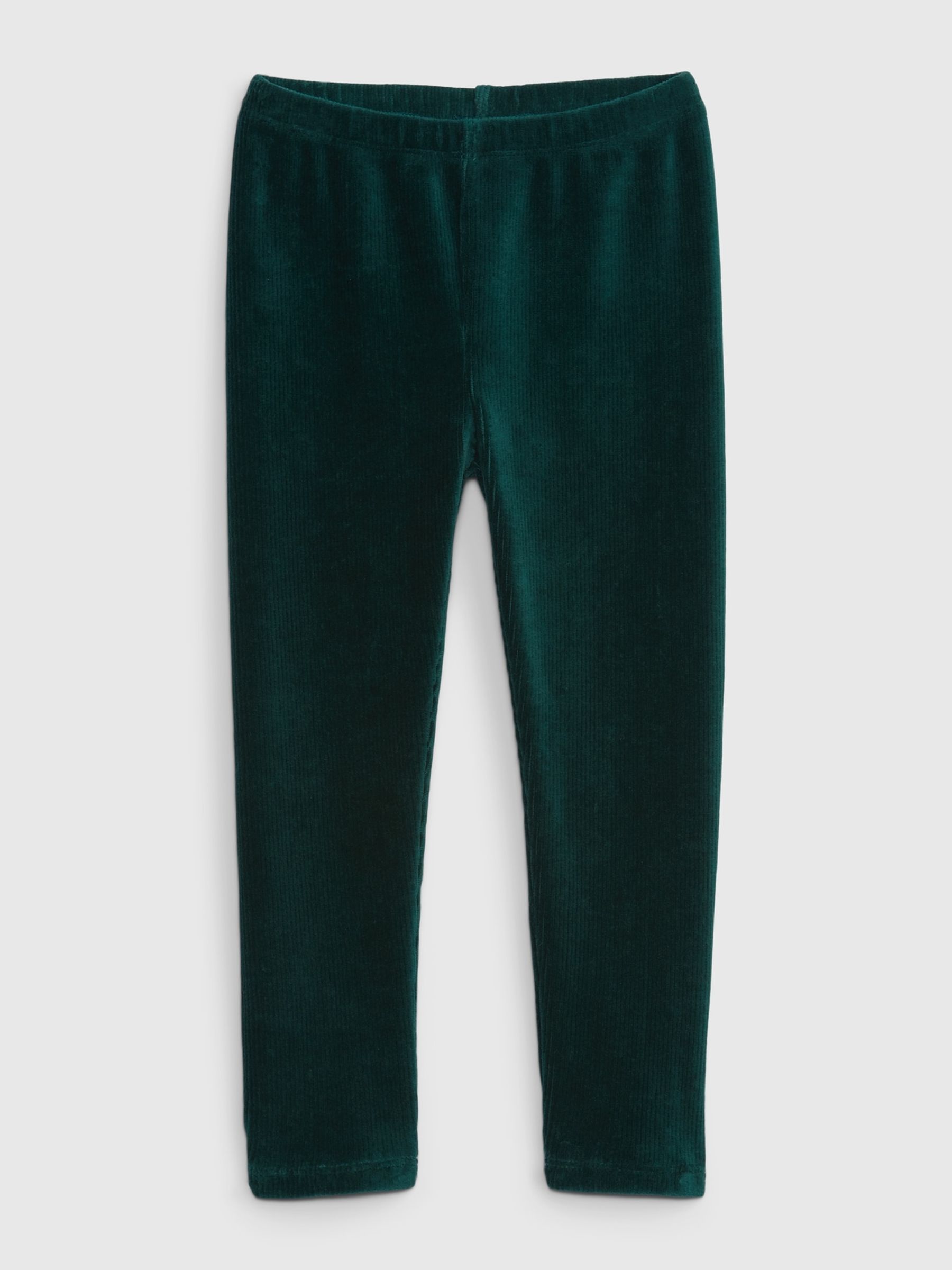 Green Ribbed Velour Leggings